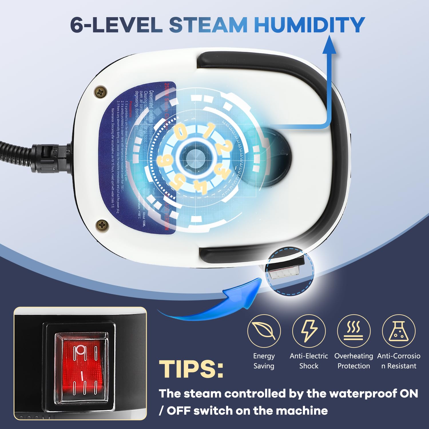 Moongiantgo High Pressure Steam Cleaner, 2500W Portable High Temp Bathroom Power Steamer Cleaning Machine Steam Humidity Adjusta