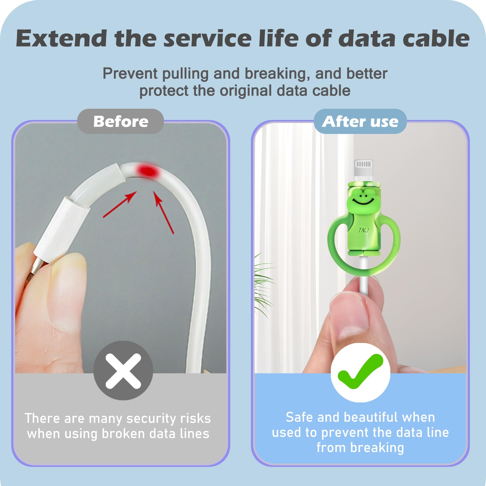 Cute 2 In 1 Data Cable Protector For Iphone Android Usb Cable, 2 Pcs 3D Kwaii Duck&Frog Design Cable Protector, Soft Silicone St