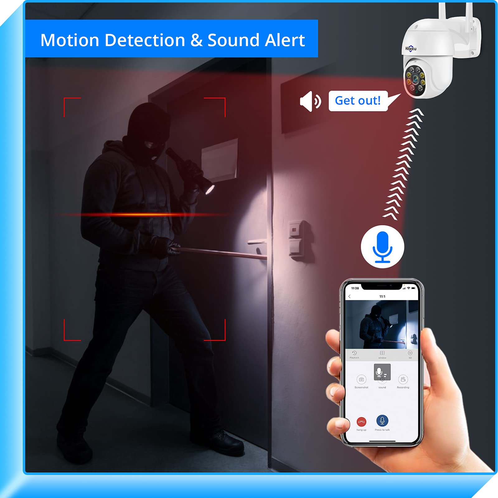 Hiseeu 2Pack 2K Wireless Security Camera Outdoor Pan Tilt Digital Zoom Camera With Floodlight,Motion Tracking,3Mp 2.4G Wifi Came