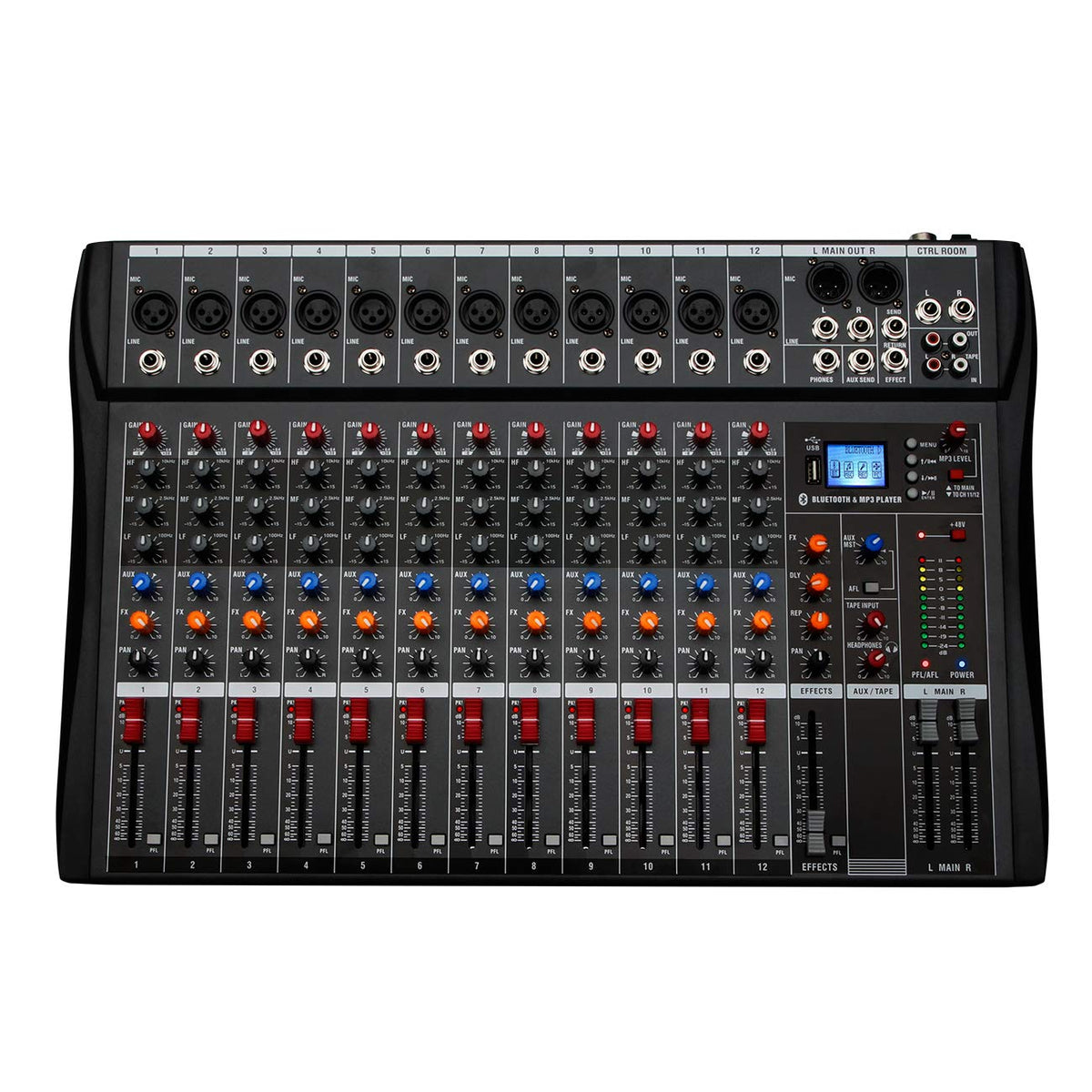 Depensheng Dx12 Dj Sound Controller Interface W/Usb Drive For Computer Recording 12 Channel Studio Audio Mixer   Xlr Microphone