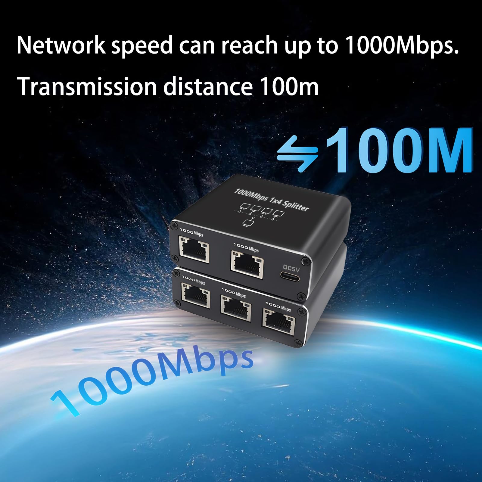 Pushua Gigabit Ethernet Splitter 1 To 4 High Speed(4 Devices Simultaneously Networking), Internet Splitter 1000Mbps, Lan Splitte