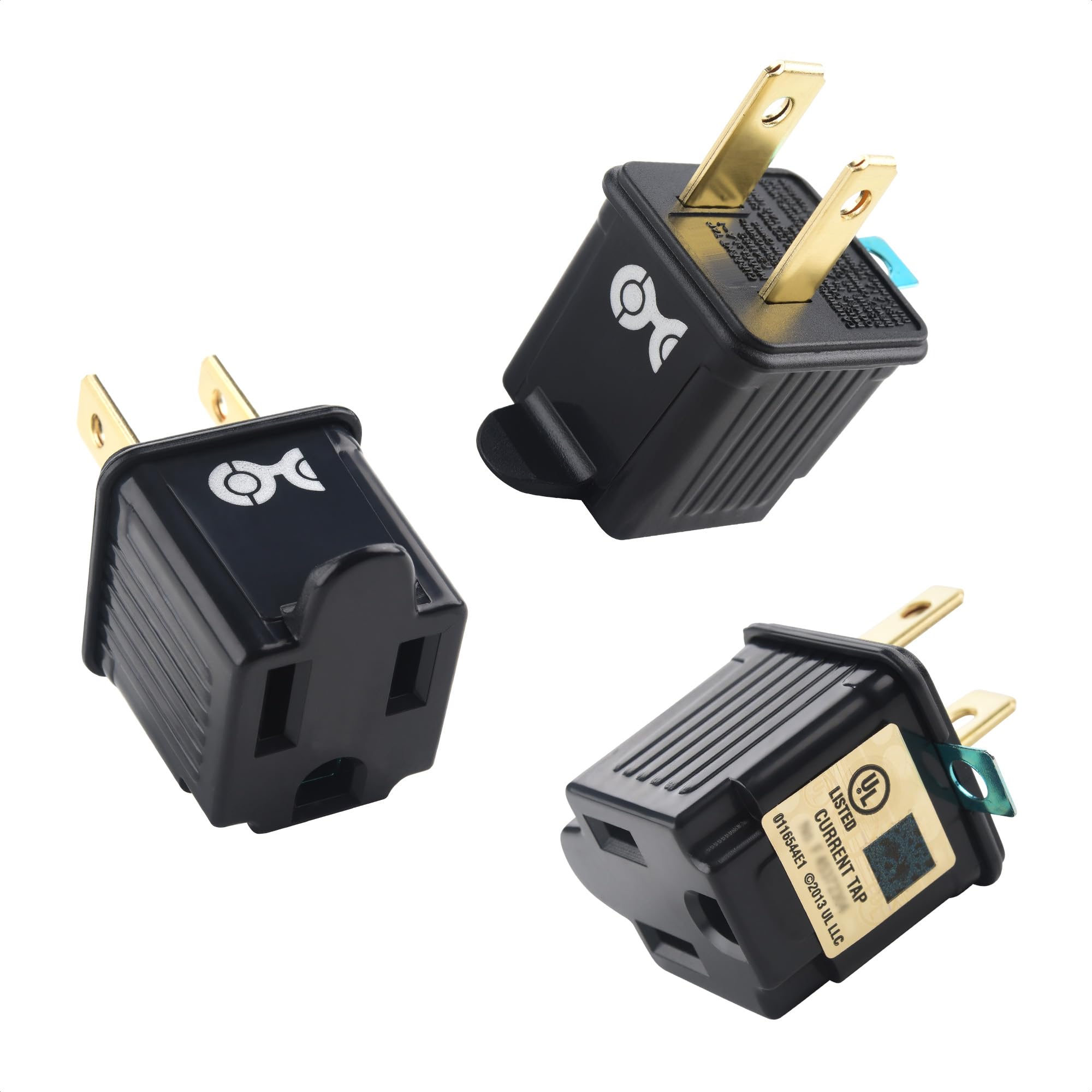 [Ul Listed] Cable Matters 3 Pack 2 Prong To 3 Prong Outlet Adapter, 3P To 2P Plug Adapter   Converts A 2 Prong Outlet To Support
