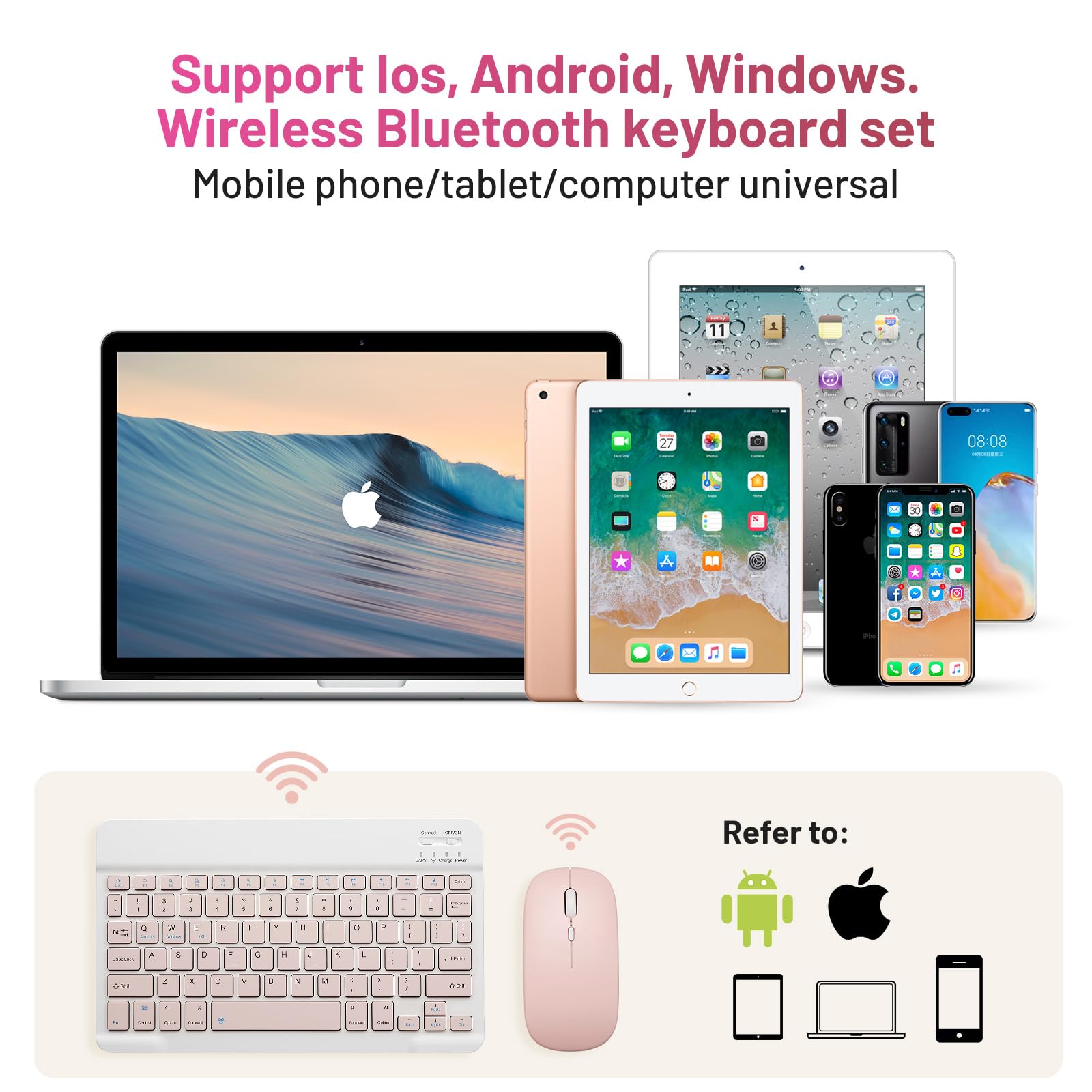 Bluetooth Keyboard And Mouse Combo Rechargeable Portable Wireless Keyboard Mouse Set For Apple Ipad Iphone Ios 13 And Above Sams