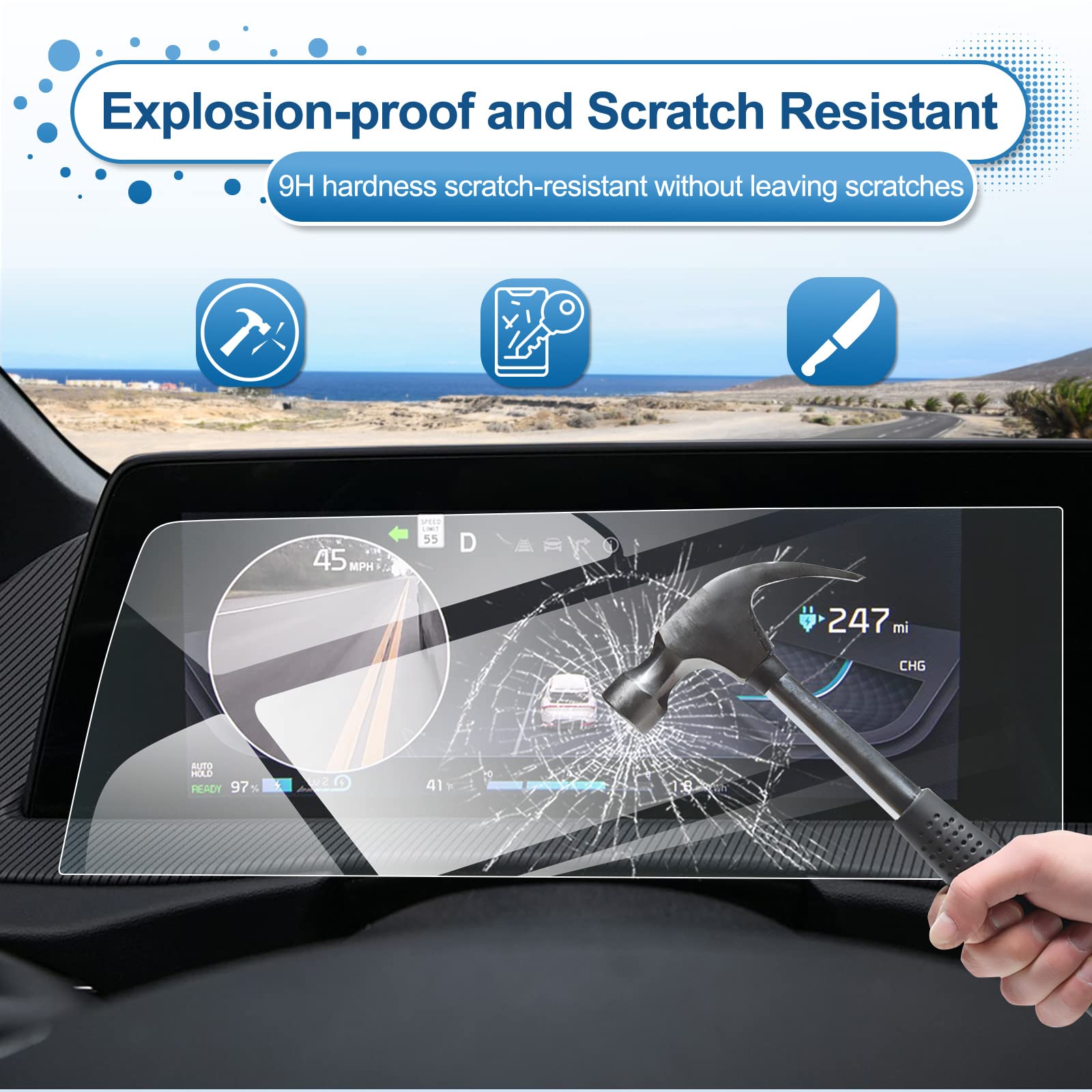 Coleya 2022 2023 2024 Ev6 Dashboard Screen Protector For Kia Ev6 12.3 Inch Dashboard Display (Light/Wind/Gt Line/Gt/First Editio