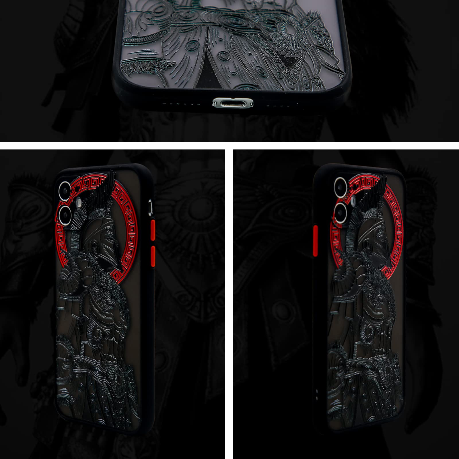TRADAY iPhone 11 Phone Case 3D Embossed Clear Frosted TPU/PC Gladiator SJK888