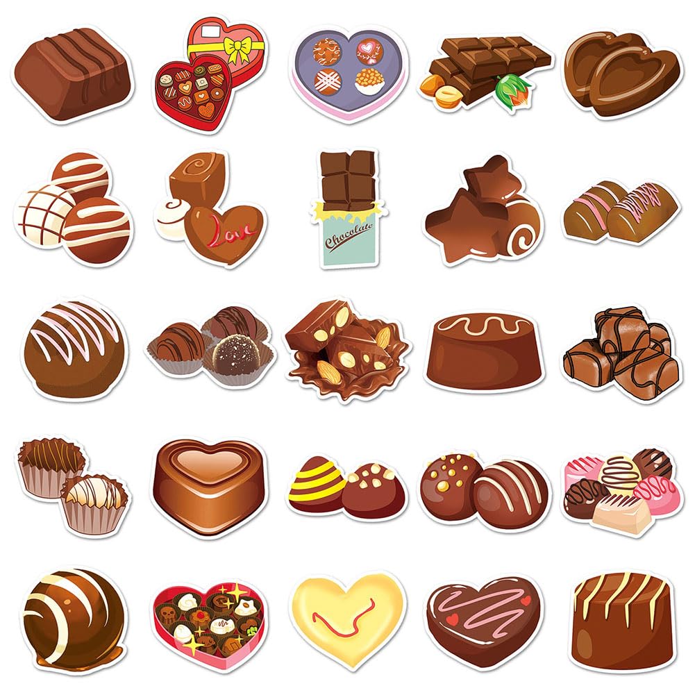 Chocolate Stickers |50Pcs Chocolate Waterproof Vinyl Decals For Bike Water Bottles Laptop Bicycle Refrigerator Cup Luggage Compu