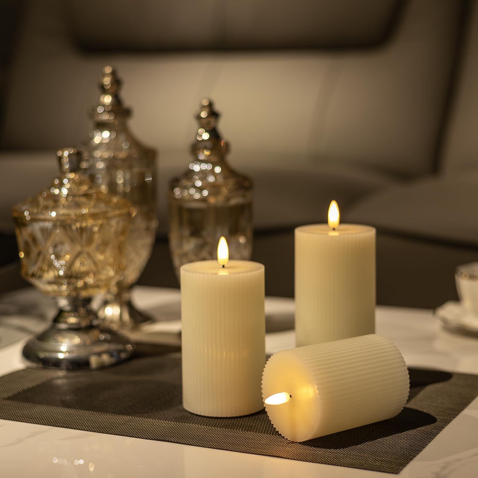 Angelloong Battery Operated Candles With Remote, Real Wax Flameless Candles With Flickering Flame, Pillar Led Electric Timer Can