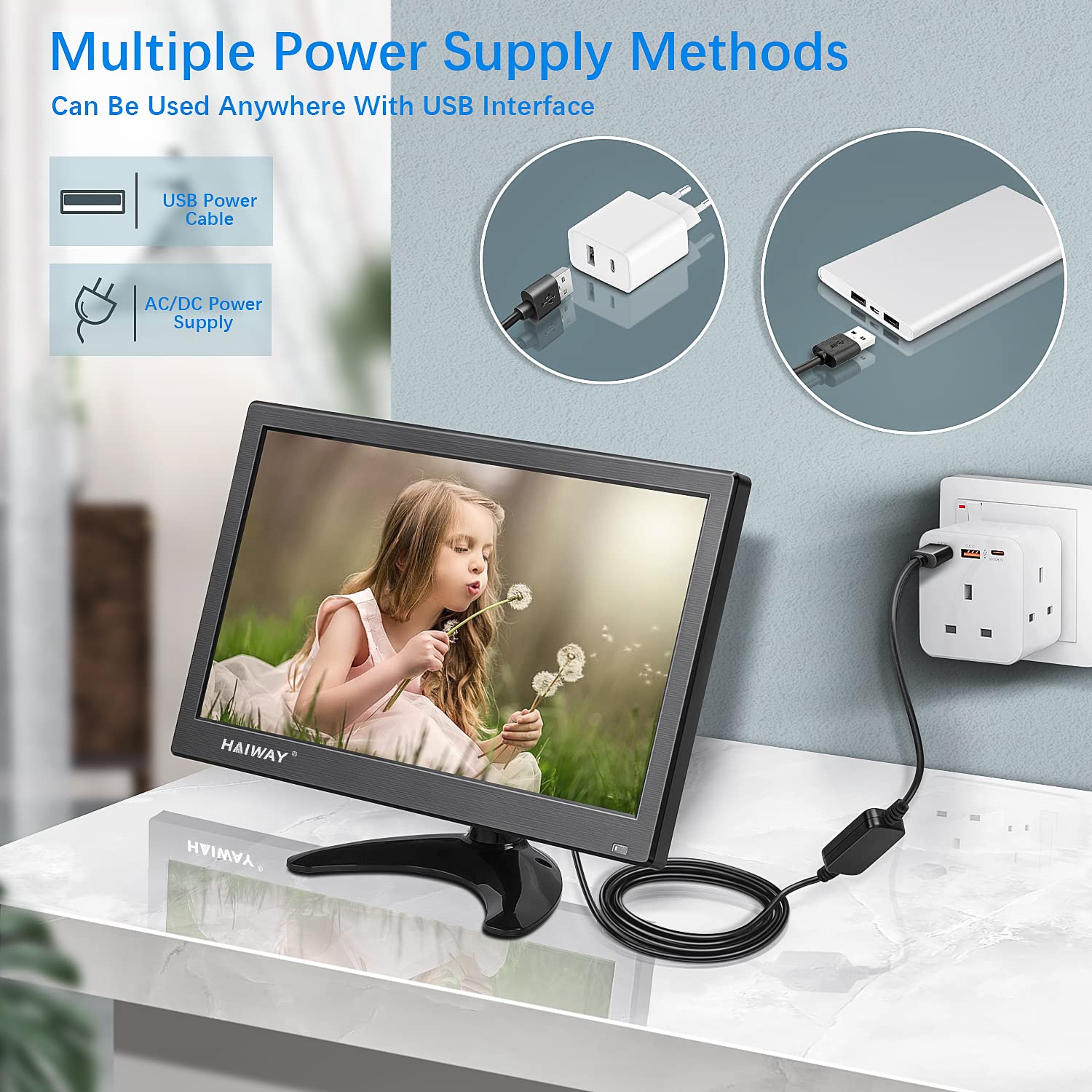 Haiway 11.6 Inch Security Monitor, 1366X768 Led Monitor Small Hdmi Monitor With Remote Control Built In Speakers, Mini Monitor H