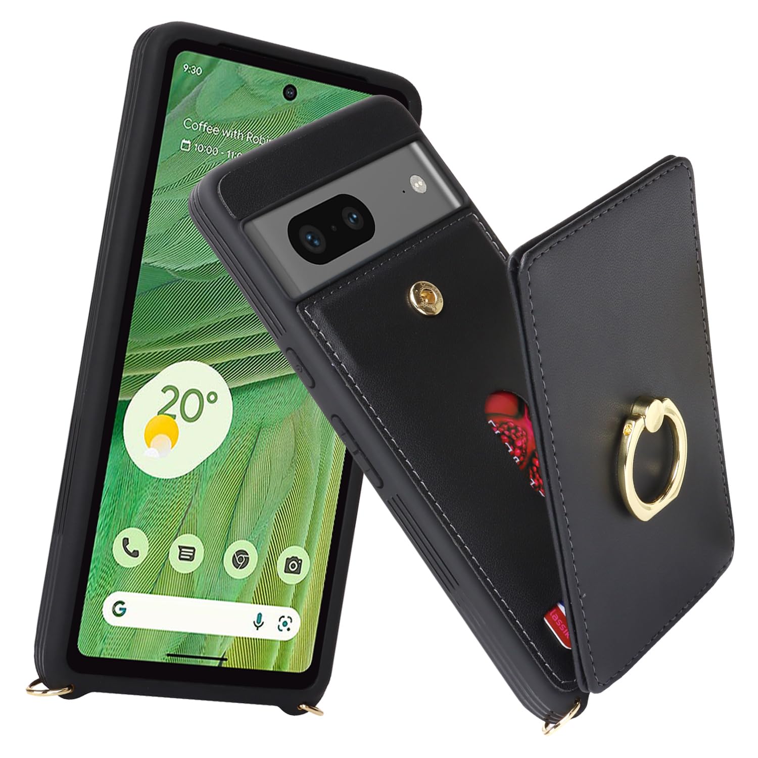 Lipvina For Google Pixel 7 Case With Card Holder And Strap For Women,Crossbody Lanyard,Ring Stand,Snap Clasp,Phone Wallet Cases