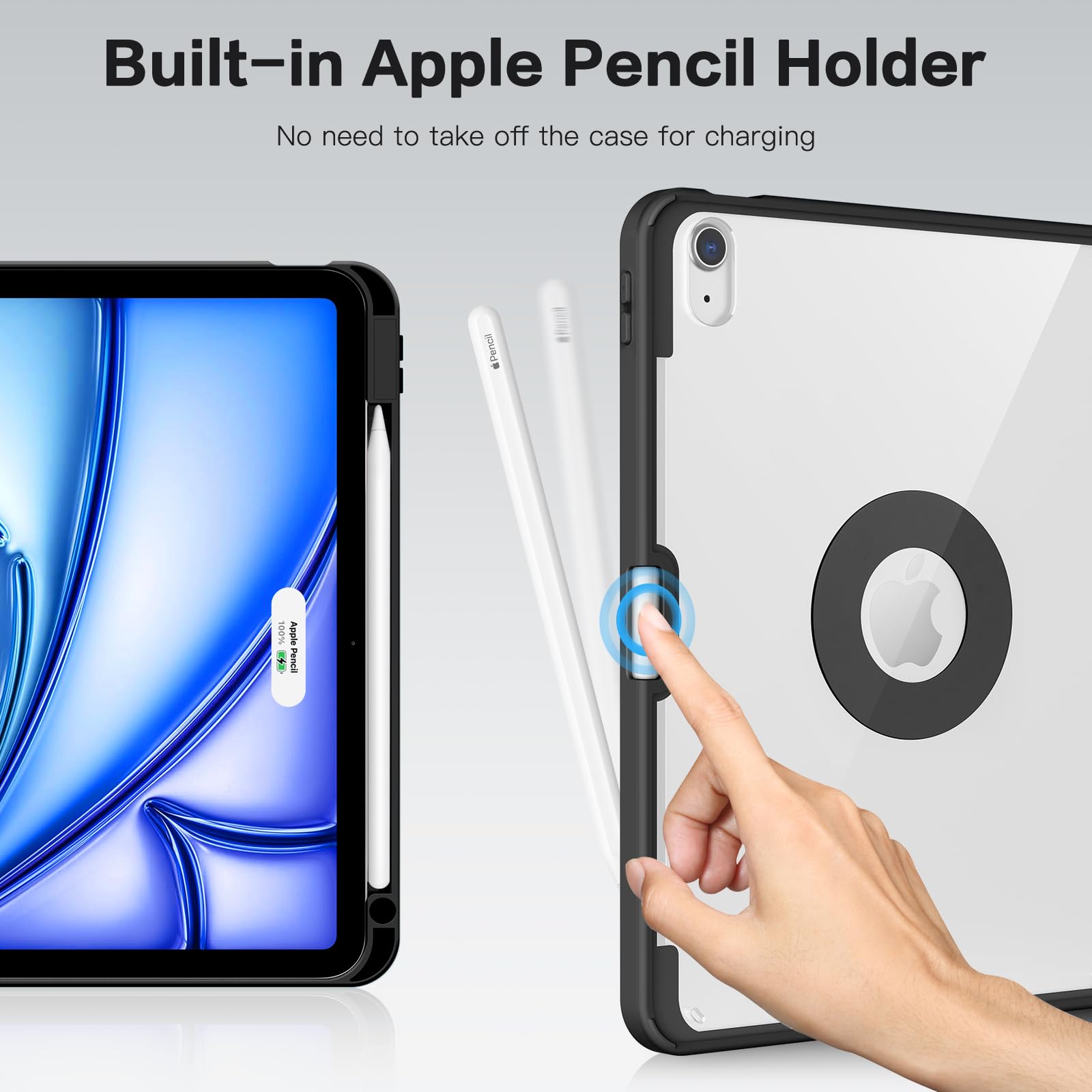 Sparin For Ipad Air 11 Inch M2 Case 2024, Ipad Air 5Th/4Th 10.9 Inch (2022/2020) Case With Apple Pencil Holder, Detachable Magne