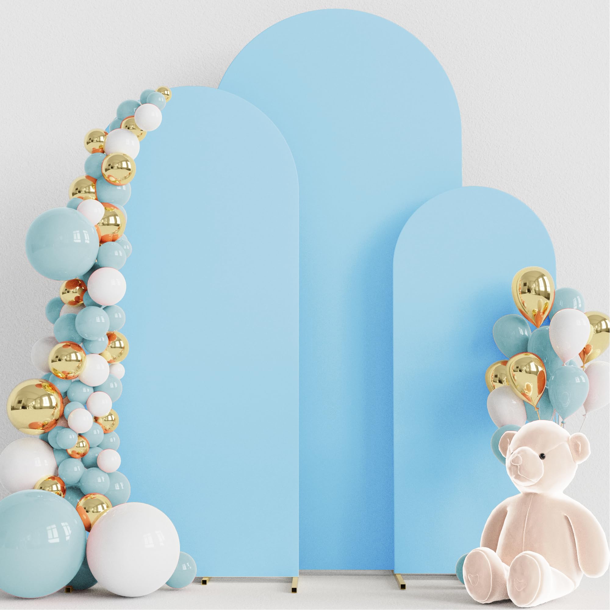 Wokceer Set of 3 Wedding Arch Backdrop Cover Spandex Fitted Wedding Arch Stand Covers Round Top Chiara Backdrop Stands Cover for