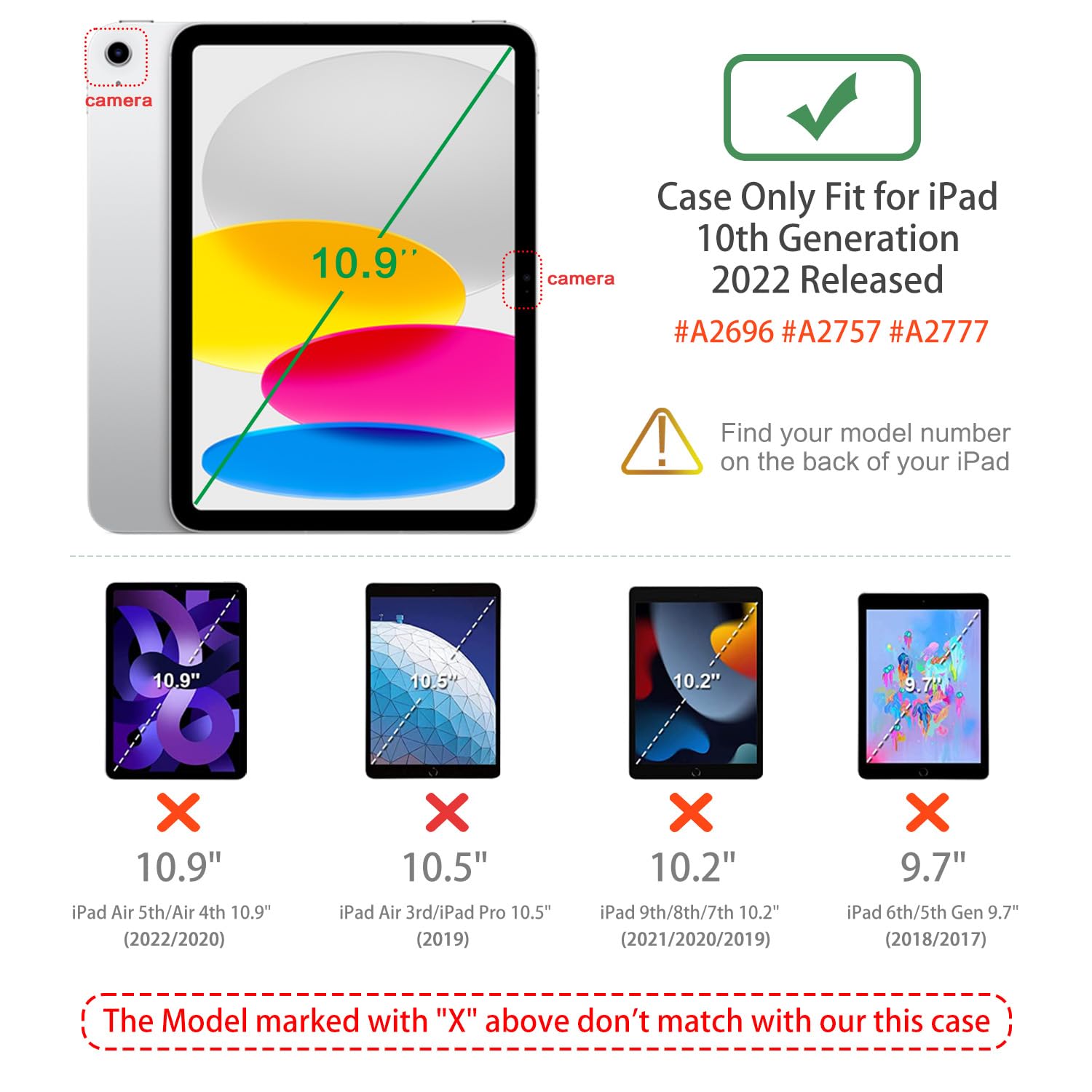 Case For Ipad 10Th Generation Case, For Ipad Case 10Th Generation Women Girls Shockproof Case With Pencil Holder, Multi Angle Ad