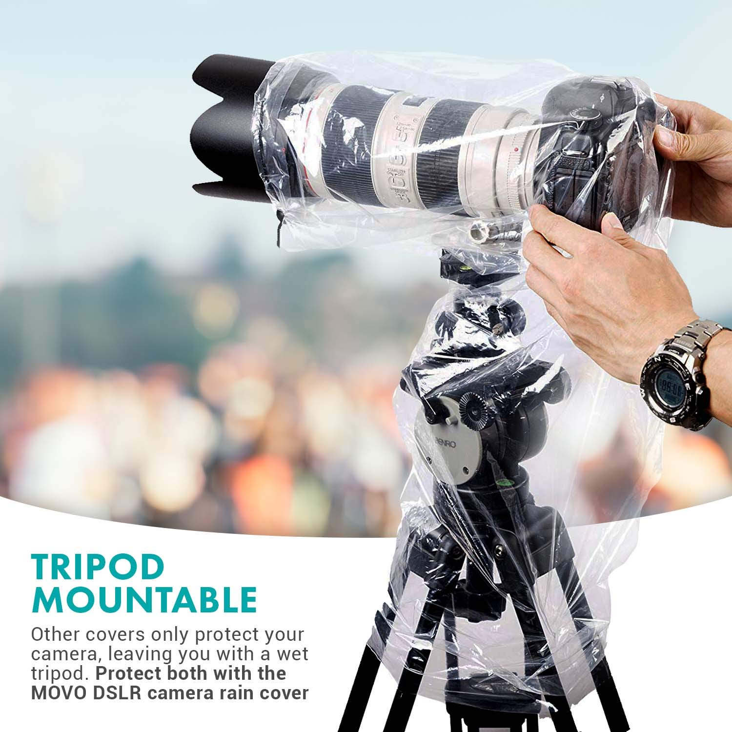 Movo (5 Pack) Rc1 Clear Rain Cover For Dslr Camera And Lens Up To 18 Long