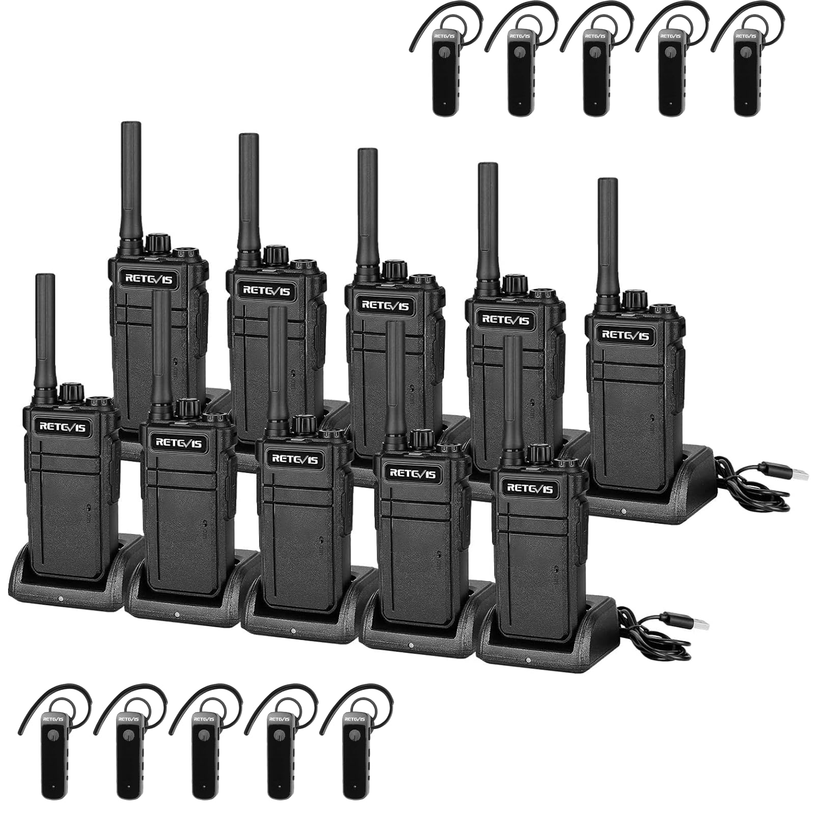 Retevis Rb37 New Version,Bluetooth Two Way Radio,2 Way Radio With Earpiece,2000Mah, Headset Walkie Talkies Wireless For School,C