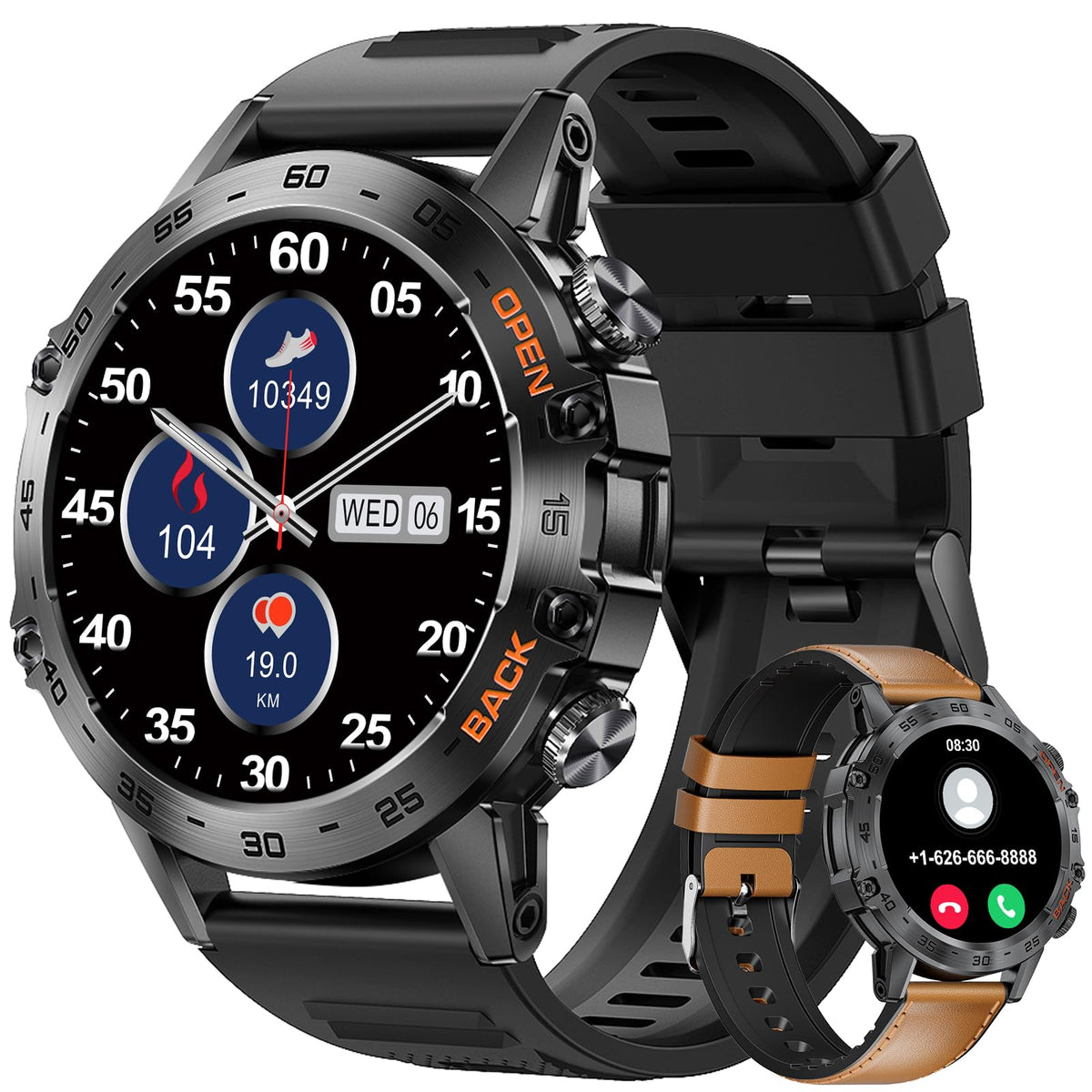 Sunkta Military Smartwatches For Men,120 Sports Modes Smart Watches With Bluetooth Call (Answer/Dial Calls), 5Atm Waterproof Rug