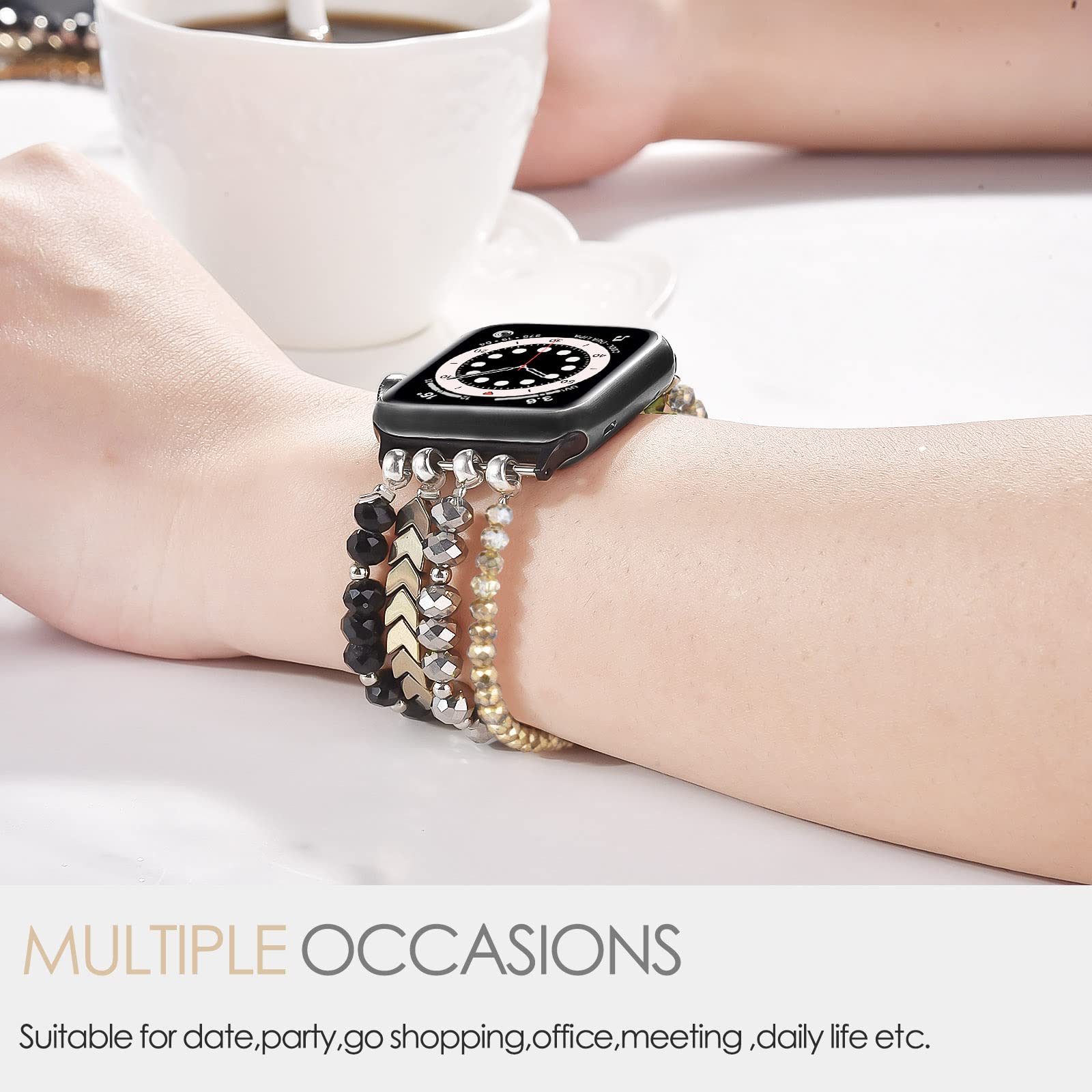 Mofree Beaded Bracelet Compatible With Apple Watch Band 38Mm/40Mm/41Mm/42Mm(Series 10) 9/8/7/Se/6/5/4/3/2/1 Women Fashion Handma