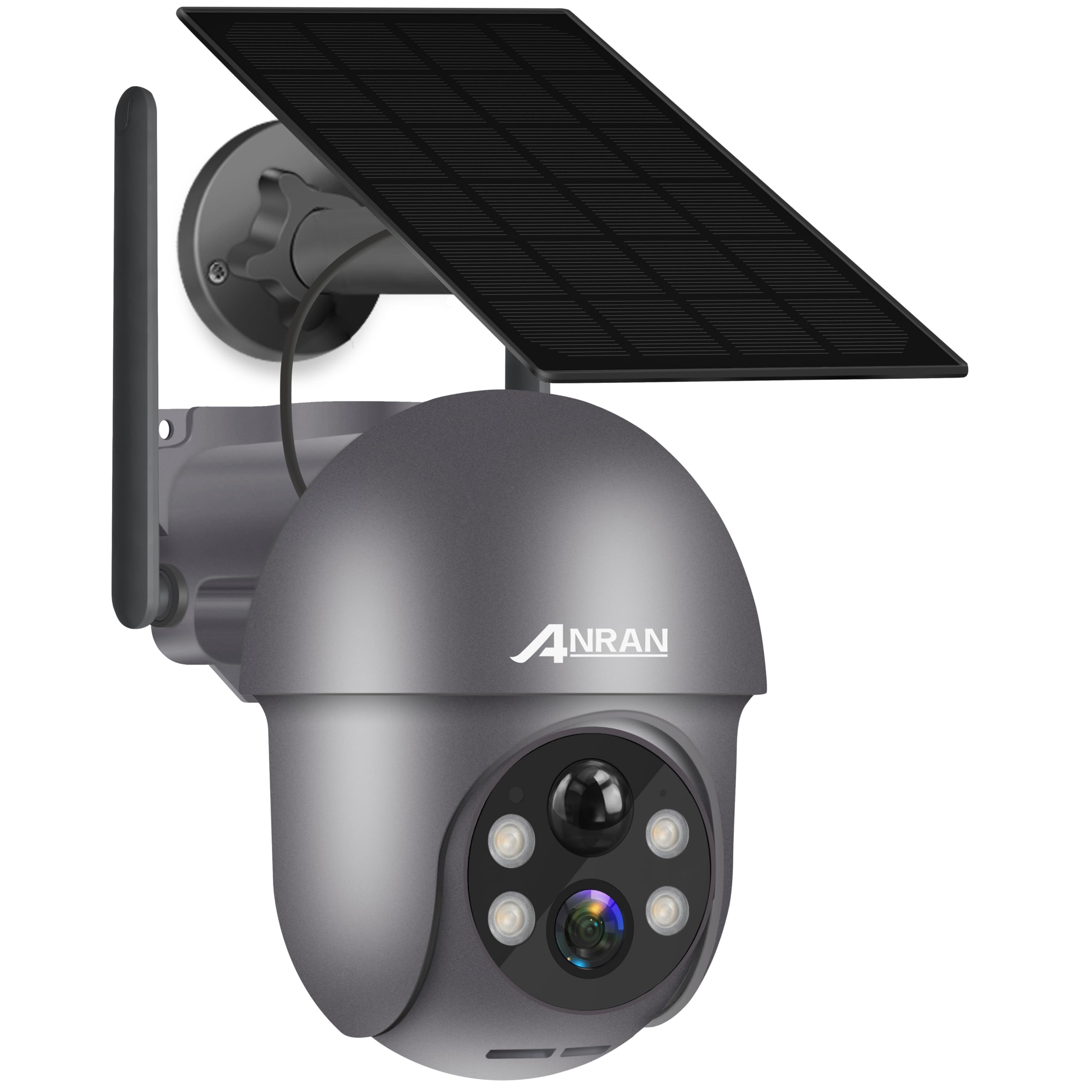 Anran Security Camera Wireless Outdoor With 360 View, 2K Solar Outdoor Camera With Smart Siren, Spotlights, Color Night Vision, 