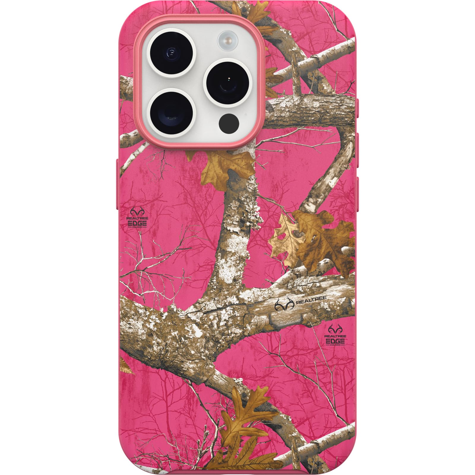 Otterbox Iphone 15 Pro (Only) Symmetry Series Case   Realtree Flamingo Pink, Snaps To Magsafe, Ultra Sleek, Raised Edges Protect