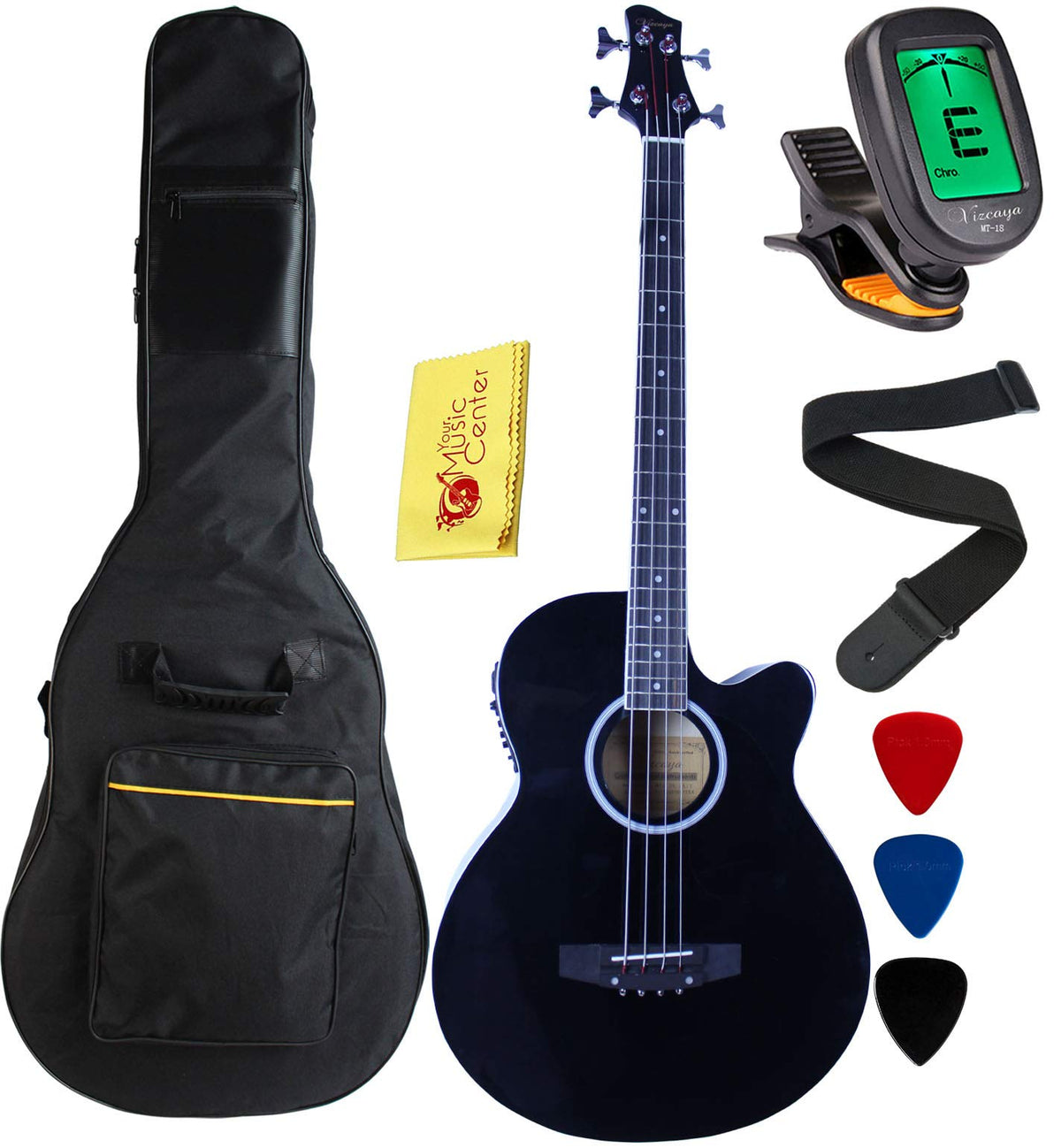 Ymc 4 Strings Cutaway Acoustic Electric Bass Guitar With 4 Band Equalizer, Adjustable Truss Rod,Gig Bag,Strap,Picks  (Black)
