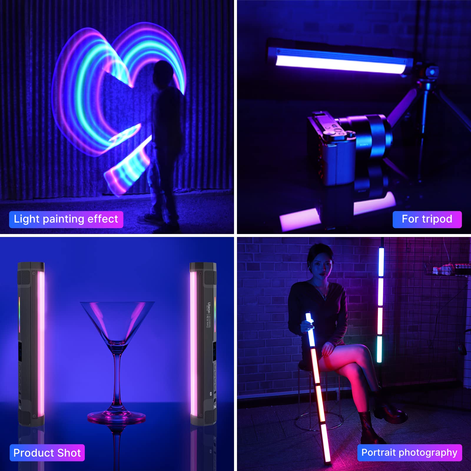 Ulanzi Vl110 Rgb Light Wand, Handheld Light Stick Camera Led Video Tube Light Bar, 2500 9000K Dimmable, 2600Mah Battry Cri 95+ With Magnetic Attraction For Photography Vlog Tik Tok