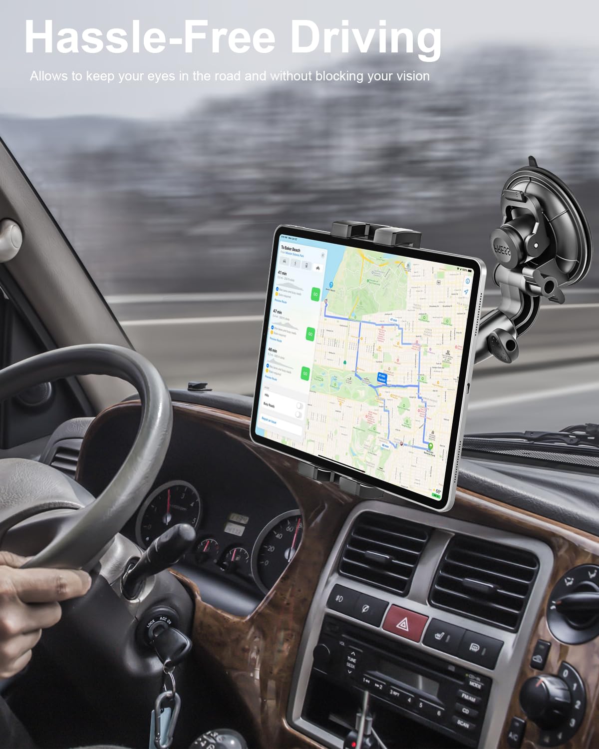 Woleyi Car Tablet Holder Windshield   [95Mm Strongest Suction Cup] Window Dashboard Car Tablet Mount For Trucks/Vehicles With 1/