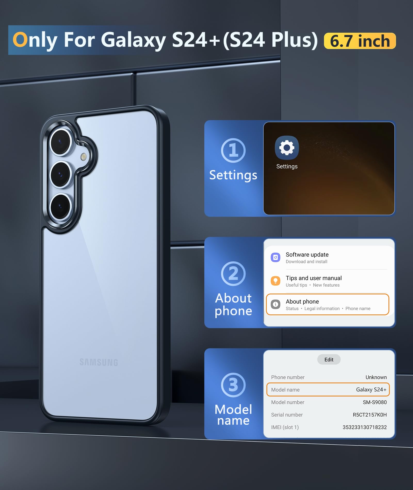 Fntcase For Samsung Galaxy S24 Plus Case: Clear Military Grade Shockproof Anti Yellowing Slim Phone Cover, Protective Rugged Cas