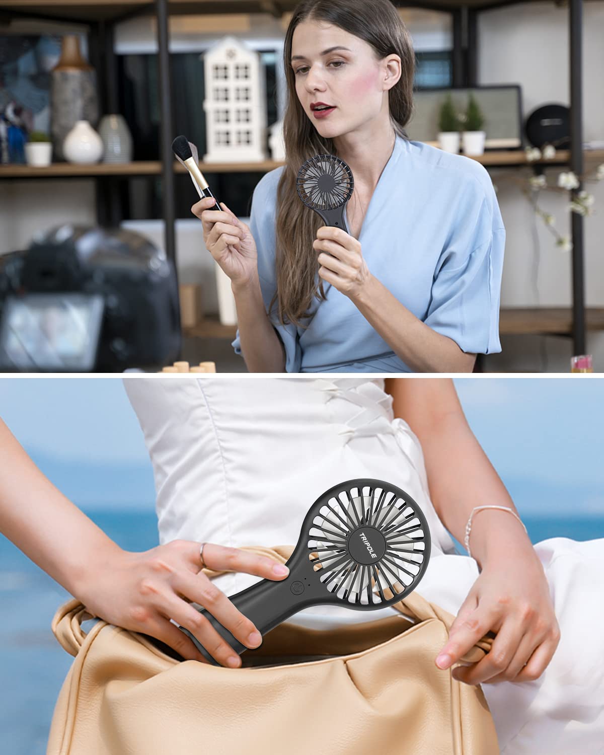 Tripole Mini Handheld Fan 5000Mah Battery Operated Small Fan 2 Speeds Powerful Personal Portable Fan Cute Design Usb Rechargeabl