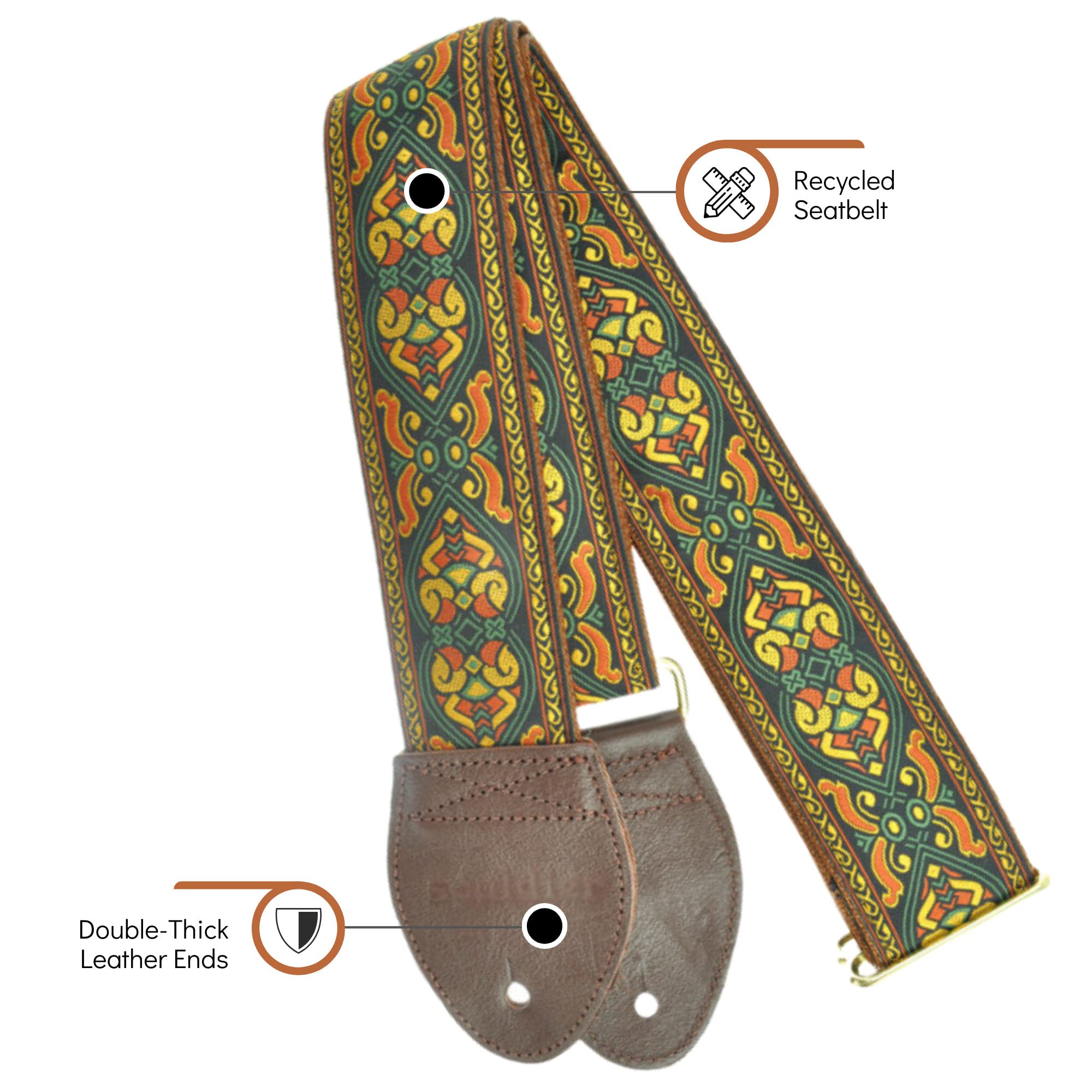 Souldier Gs0251Nm05Wb   Handmade Seatbelt Guitar Strap For Bass, Electric Or Acoustic Guitar, 2 Inches Wide And Adjustable Lengt