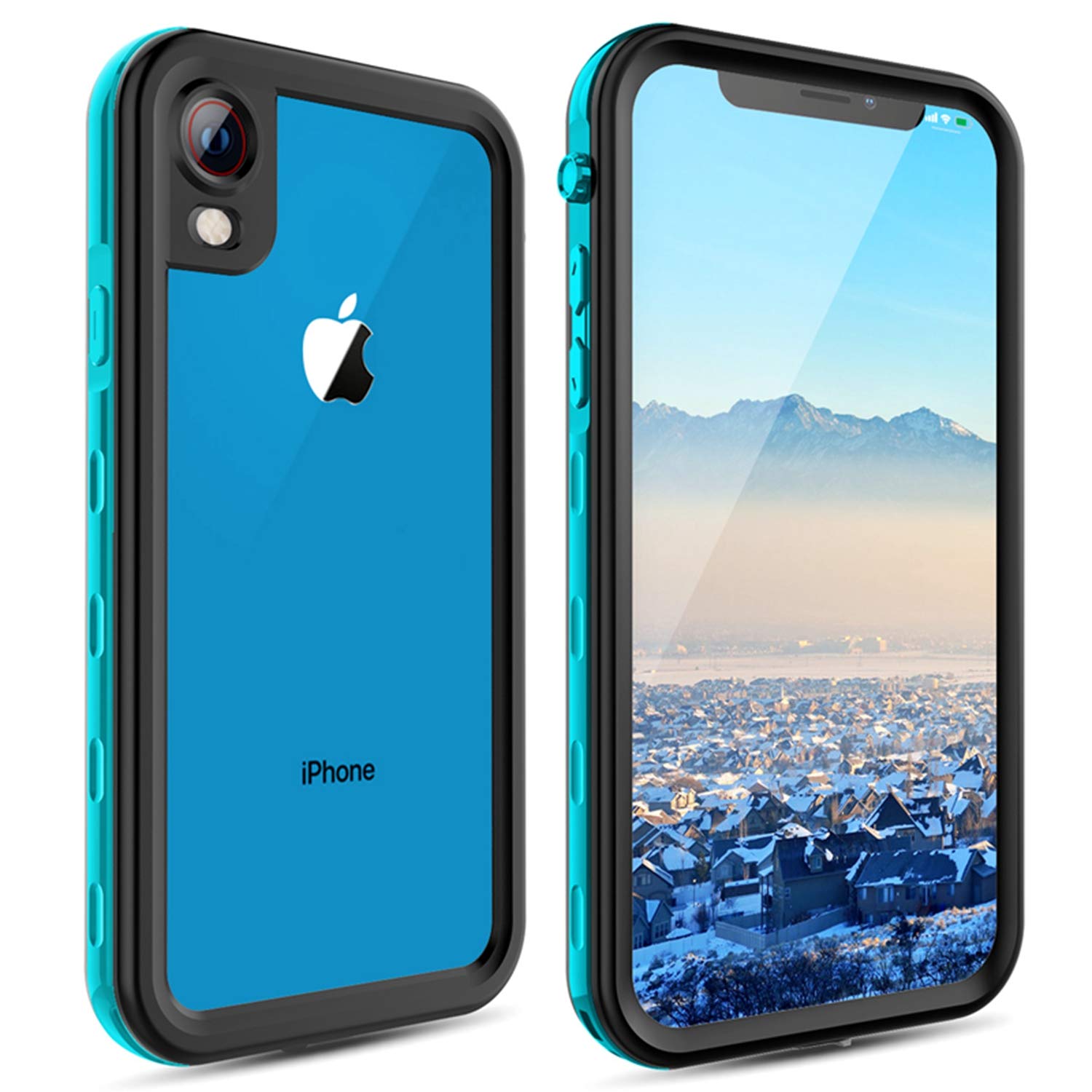 FXXXLTF iPhone XR Waterproof Shockproof Full-Body Protective Case KZ-02 Plastic Teal Clear