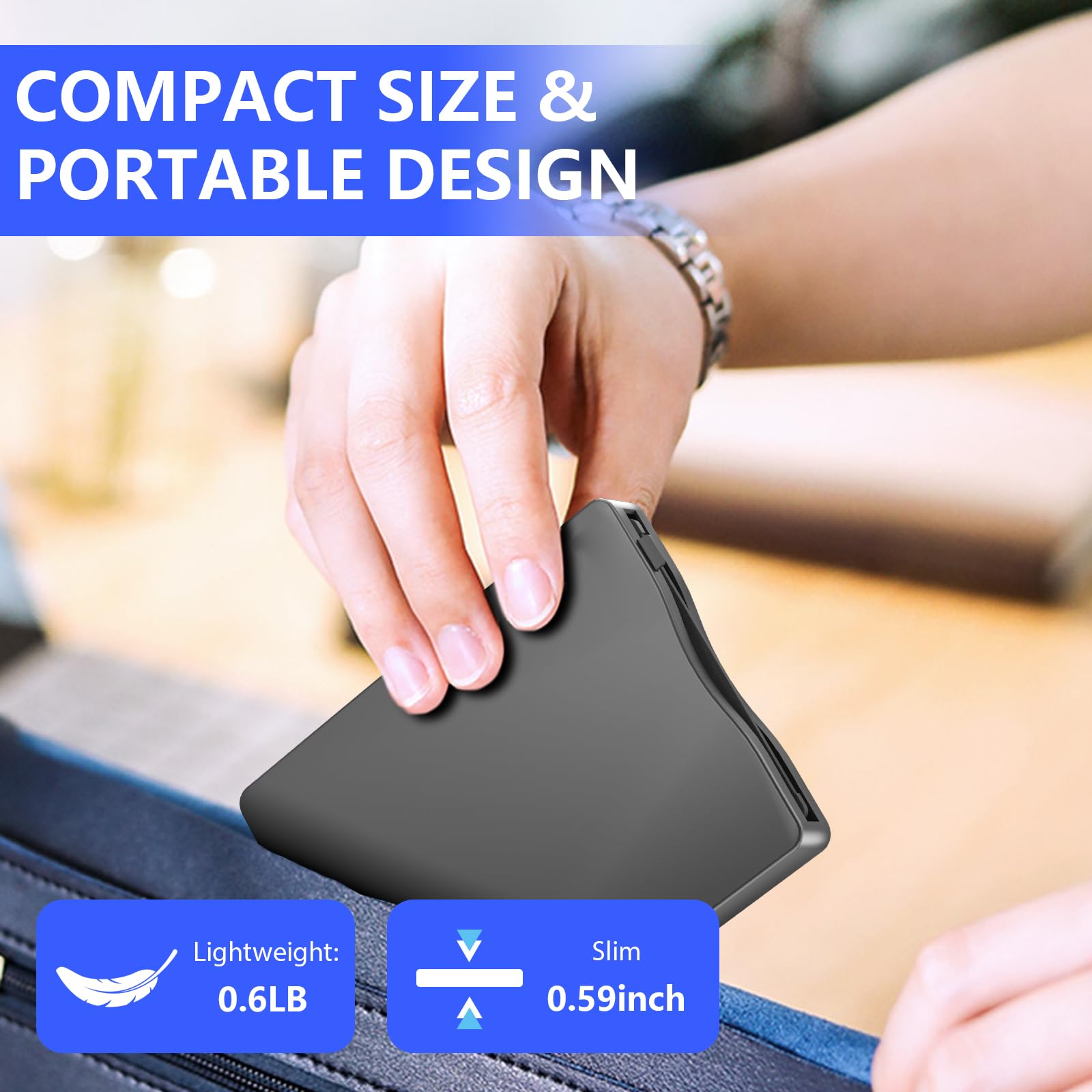 Wbacon External Floppy Disk Drive 3.5 inch USB Type-C Portable for PC Windows