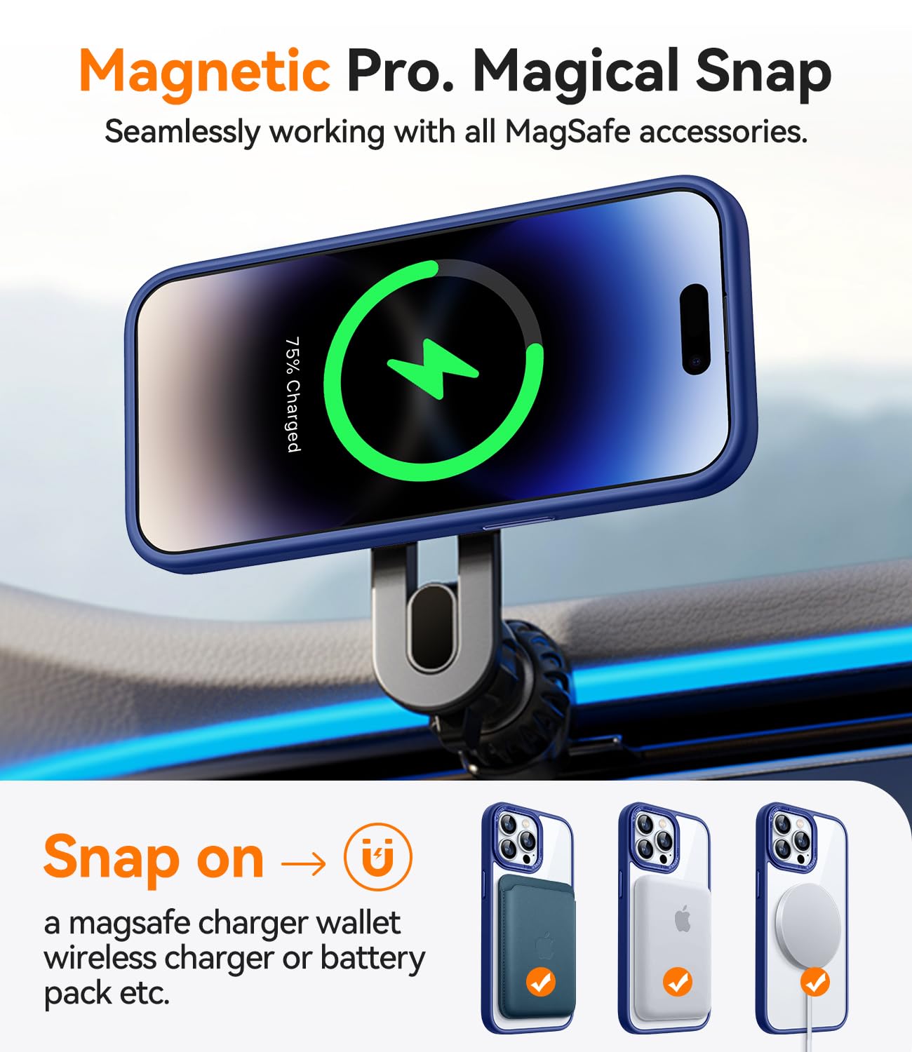Canshn Clear Magnetic Compatible With Iphone 14 Pro Case [Compatible With Magsafe] [Not Yellowing] Slim Thin Shockproof Protecti