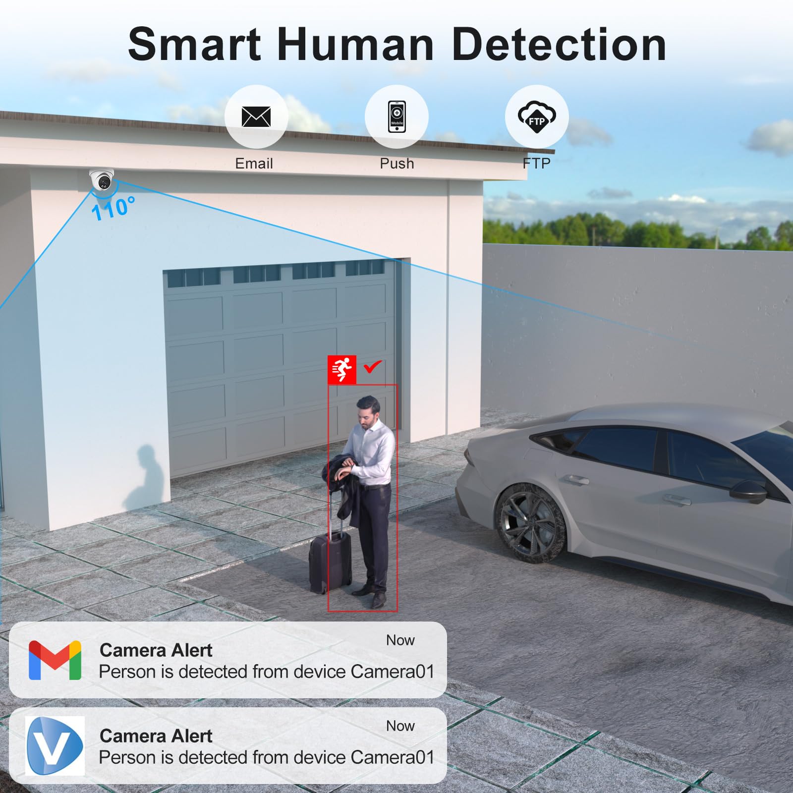 Anpviz 4Mp Poe Ip Camera, Turret Security Ip Camera Outdoor Indoor, Ai Human Motion Detection, Smart Dual Light Color Night Visi