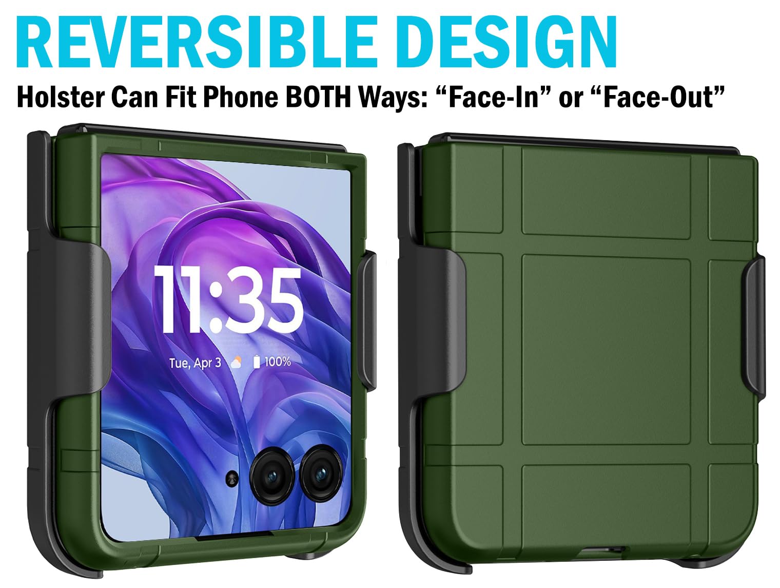 Case With Clip For Motorola Razr+ 2024/2025, Nakedcellphone Textured Slim Hard Cover And [Rotating/Ratchet] Belt Hip Holster Hol