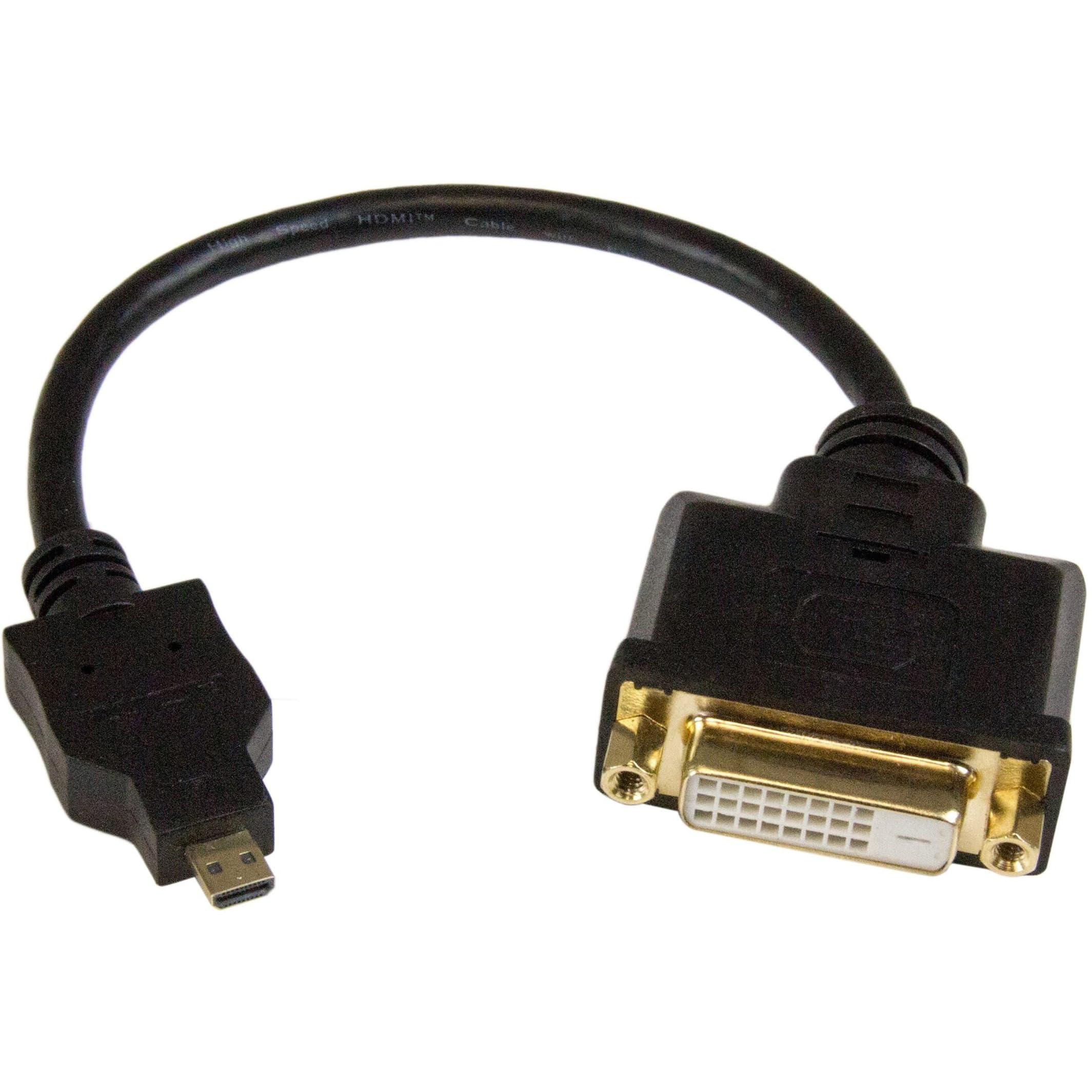 Startech.Com 8In Micro Hdmi To Dvi D Adapter M/F   8In Micro Hdmi To Dvi Cable   Connect A Micro Hdmi Phone Or Laptop To A Dvi D
