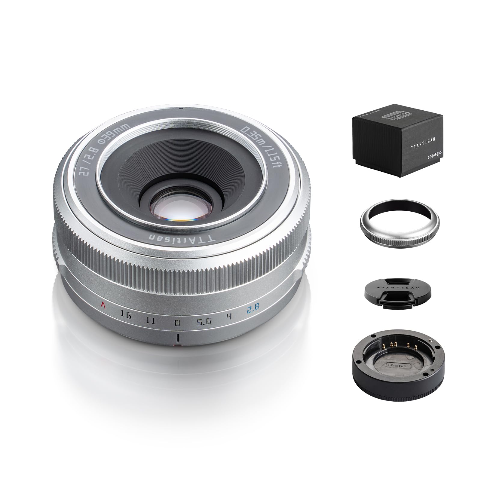 Ttartisan Aps C 27Mm F2.8 F/2.8 Auto Focus Lens For Fx Mount Af Mirrorless Camera X A3 X A5 X A7 X H1 X T100 X T20 X T200 X T3 X T30 X T30Ii X T4 X Pro3 X E3 X E4 X S10 X S20 (Silver)
