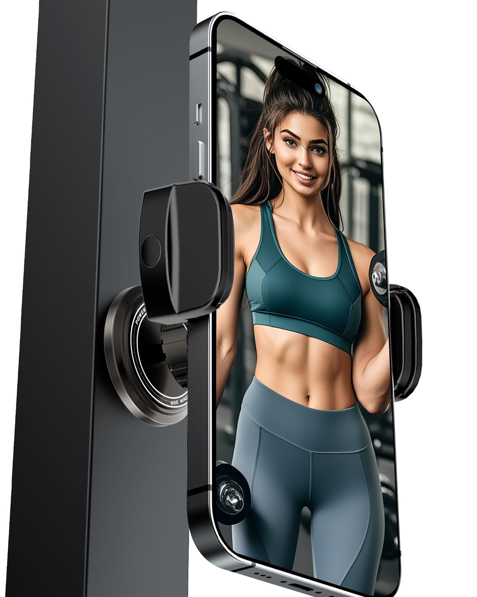 SLEVIO TIMER Gym Magnetic Phone Holder, 360 Strong Adsorption Adjustable Magnet Holder Mount for Fitness Equipment, Golf Cart, C