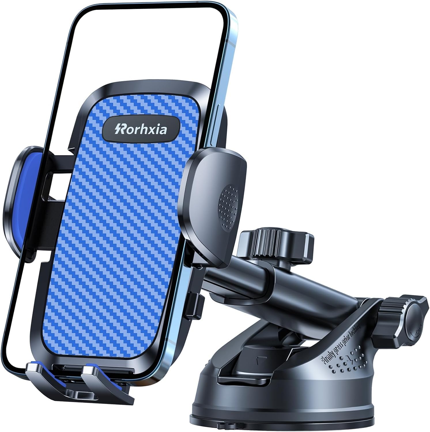 Rorhxia Blue 3-In-1 Phone Mount For Car [2025 Most Stable And Flexible Suction Cup] Vent Dashboard Windshield Cell Phone Holder 