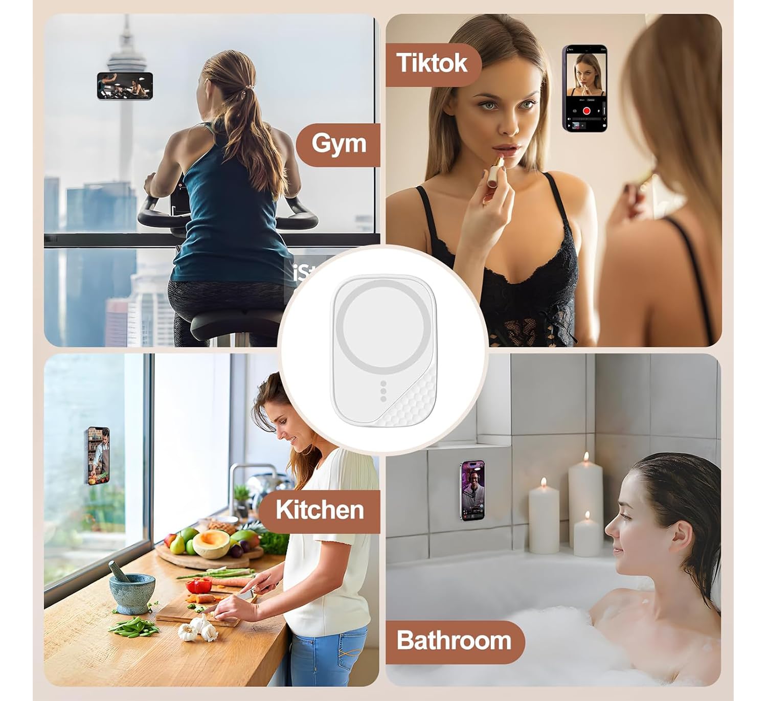 Magnetic Suction Cup Phone Mount, Shower Phone Holder For Magsafe, Phone Sticky Suction Cup Grip For Iphone 16 15 14 13 12, Birt