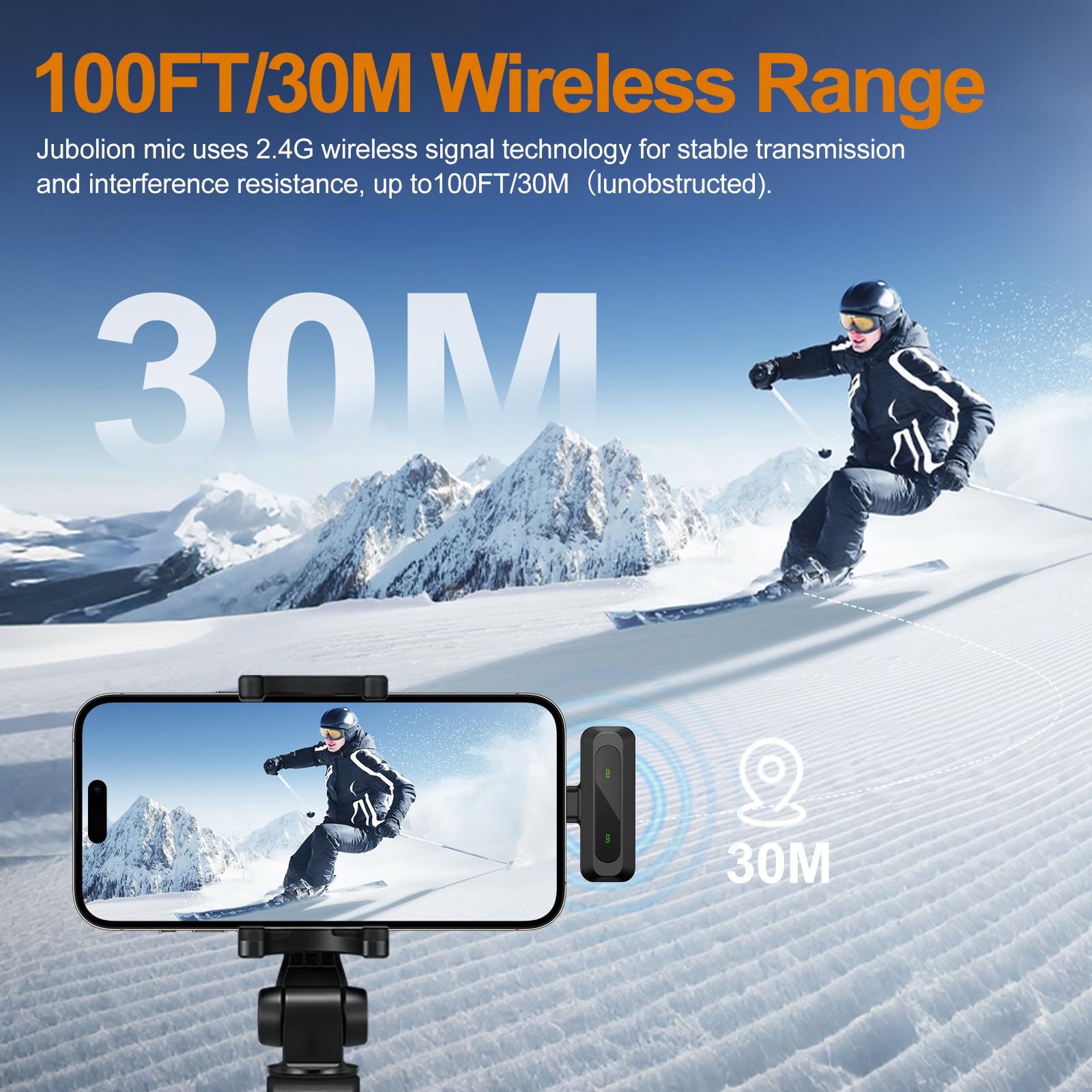 Jubolion Wireless Lavalier Microphone For Iphone, Ipad, Android   100Ft Transmission, 360 Omnidirectional Hd High Sensitivity Mi