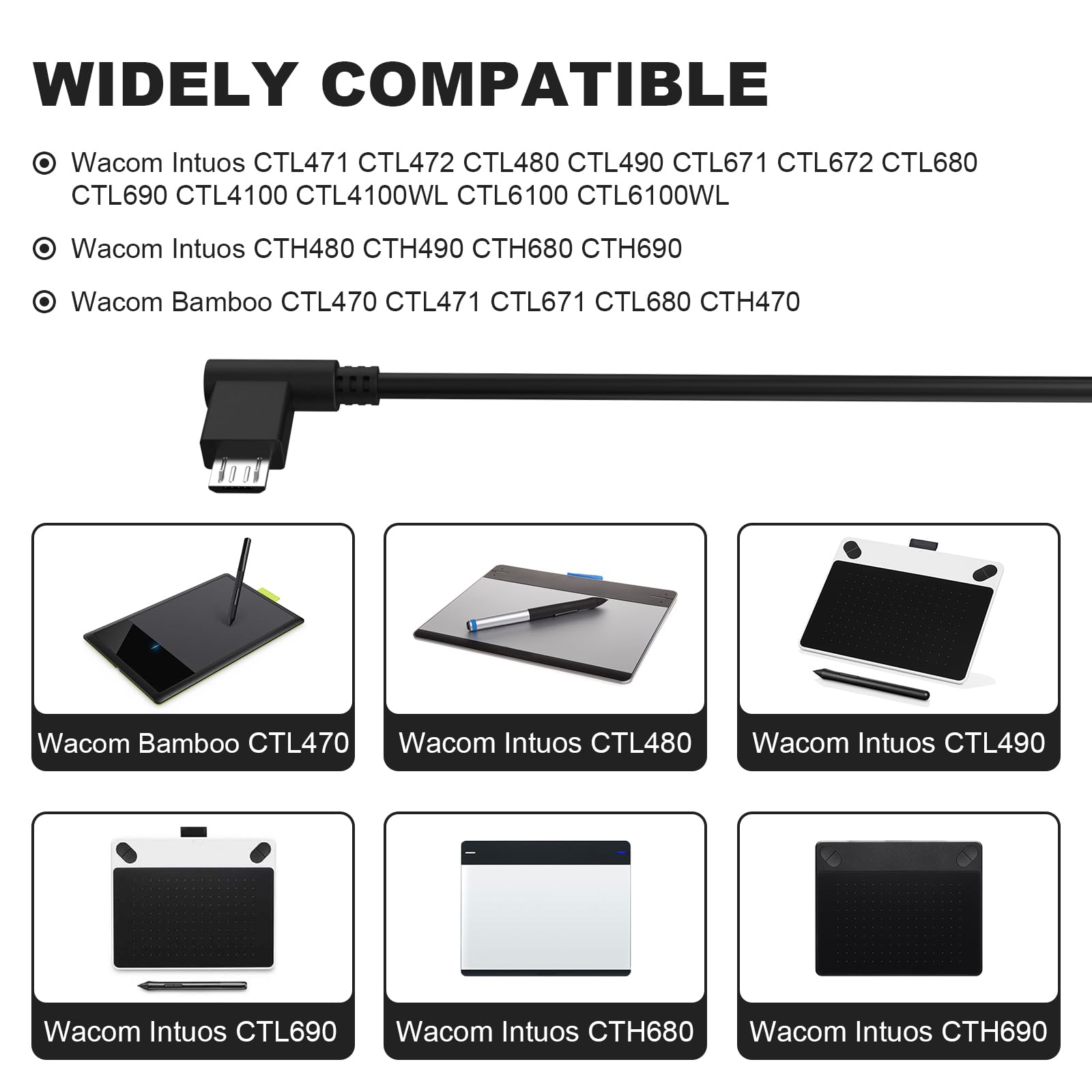 Sqrmekoko Replacement Data Sync Charging Power Supply Cable Cord Line Compatible With Wacom Intuos Ctl480 Ctl490 Ctl690 Cth480 C