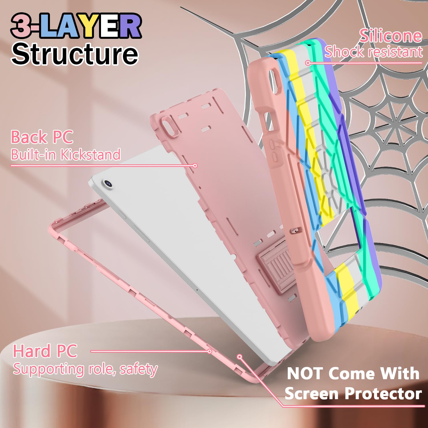 Grifobes For Samsung Galaxy Tab A9 Plus 11 Inch 2023 Cases For Kids Boys Children Camo/Rosegold