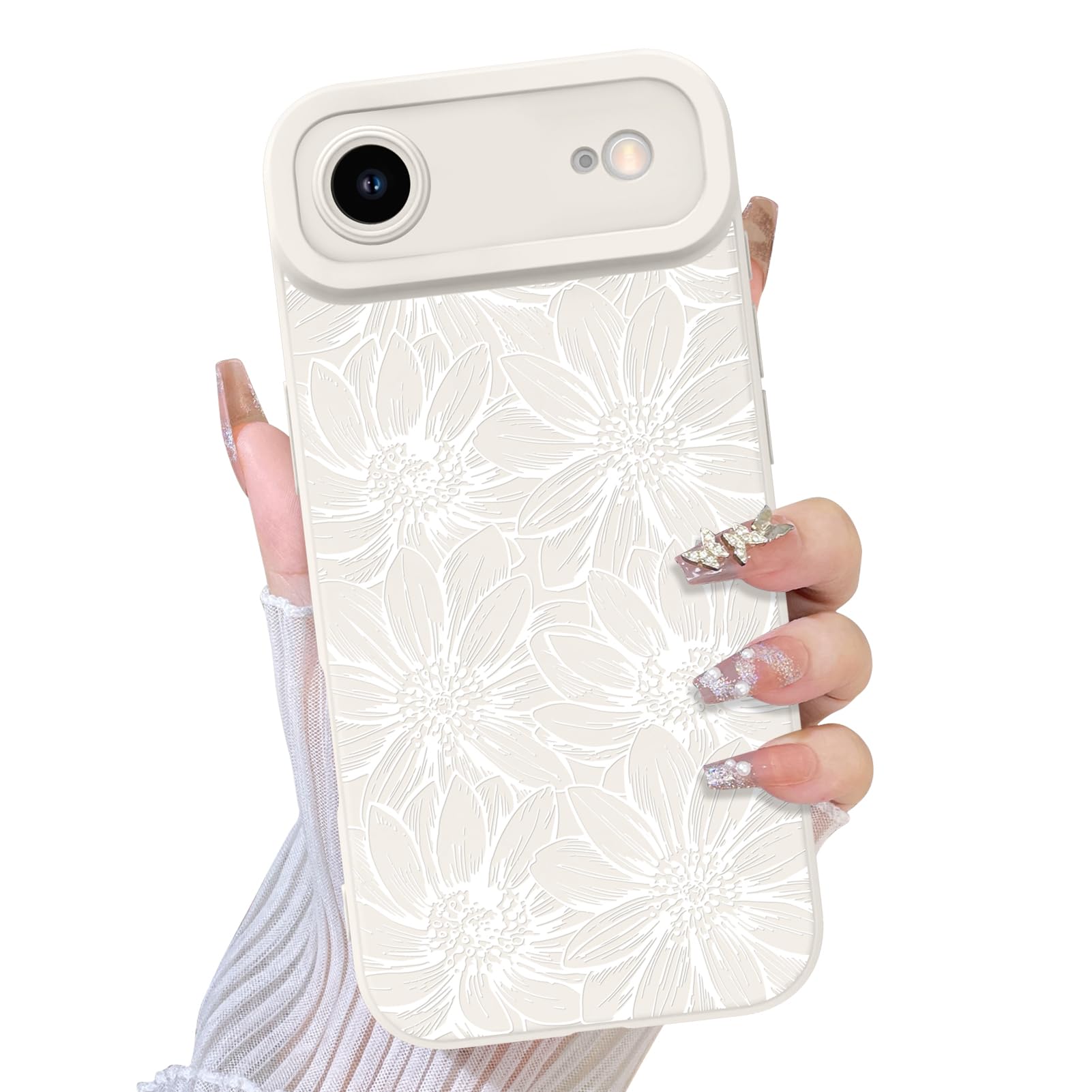 TEAUGHT Compatible with iPhone Air Case 2025 Cute Pattern Sunflower Floral Flower Shockproof Silicone Soft Camera Protection for