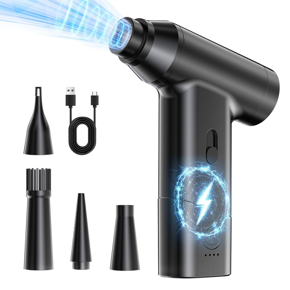 Compressed Air Duster-300000Rpm Super Power Air Duster Electric, Rechargeable Brushless Motor Durable Mini Blower, 6X Fast Compr