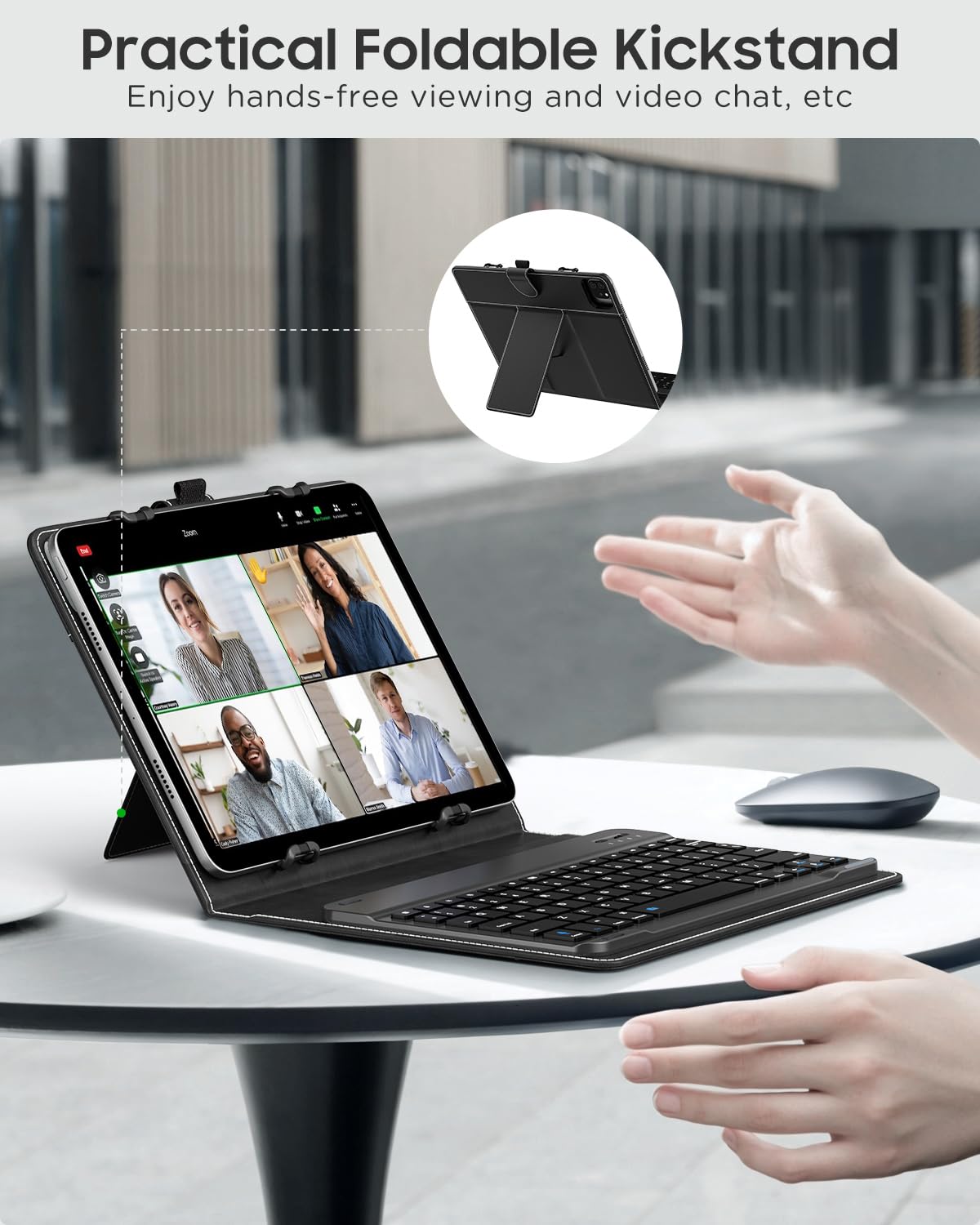 Moko Universal Tablet Case With Keyboard For 9,9.7,10.1,10.2,10.4,10.5,10.9,11 Tablets, With Removable Wireless Bluetooth Keyboa