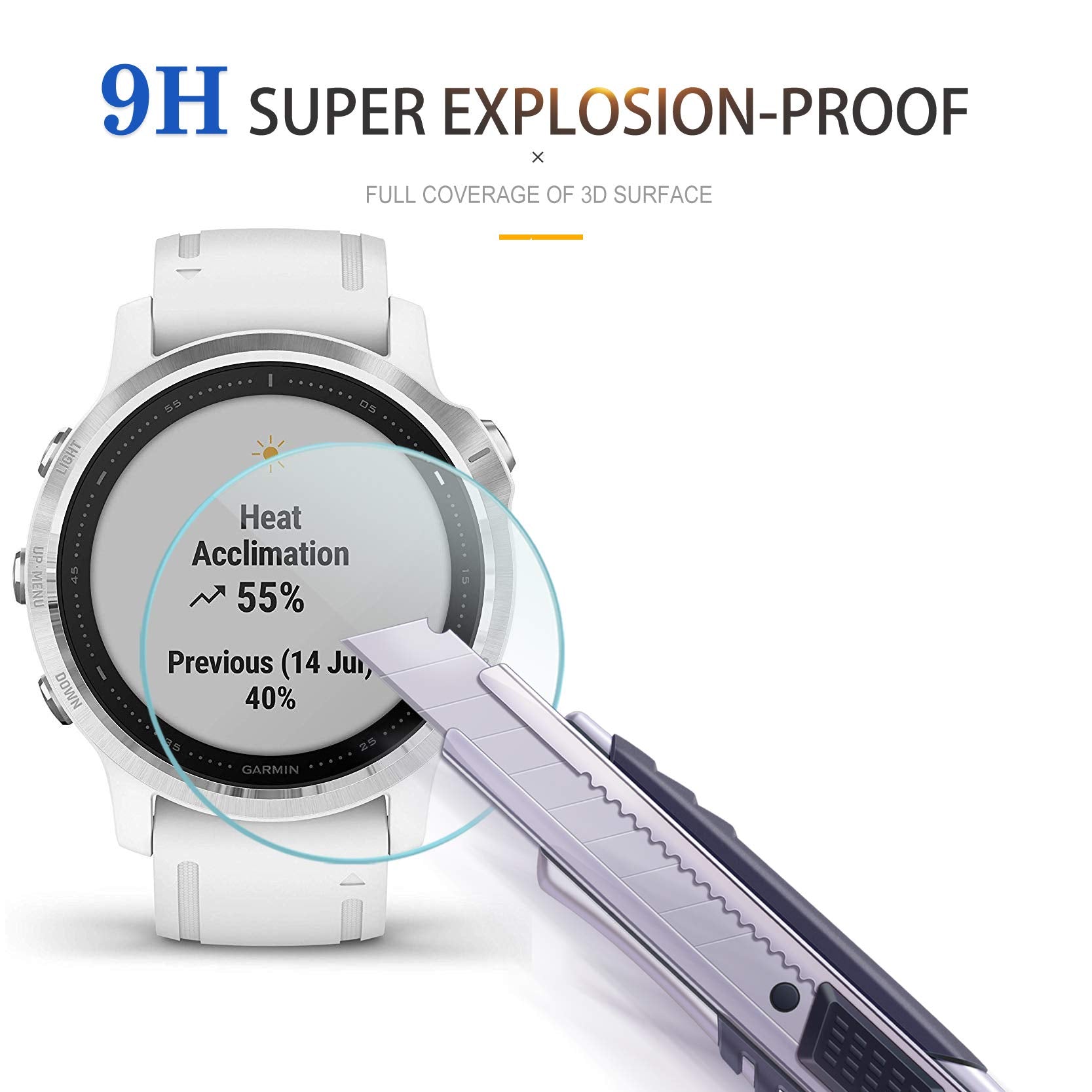 Suoman 3 Pack For Garmin Fenix 6S Screen Protector Tempered Glass For Garmin Fenix 6S / 6S Pro/ 6S Sapphire / 6S Pro Solar, [Ant