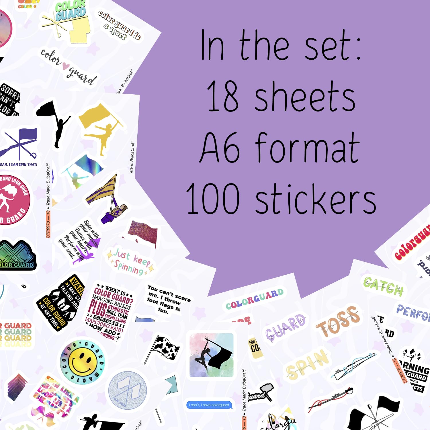 100Pcs Color Guard Stickers For Water Bottle And Laptop   Color Guard Party Favors & Decorations, Waterproof Vinyl Decals, March