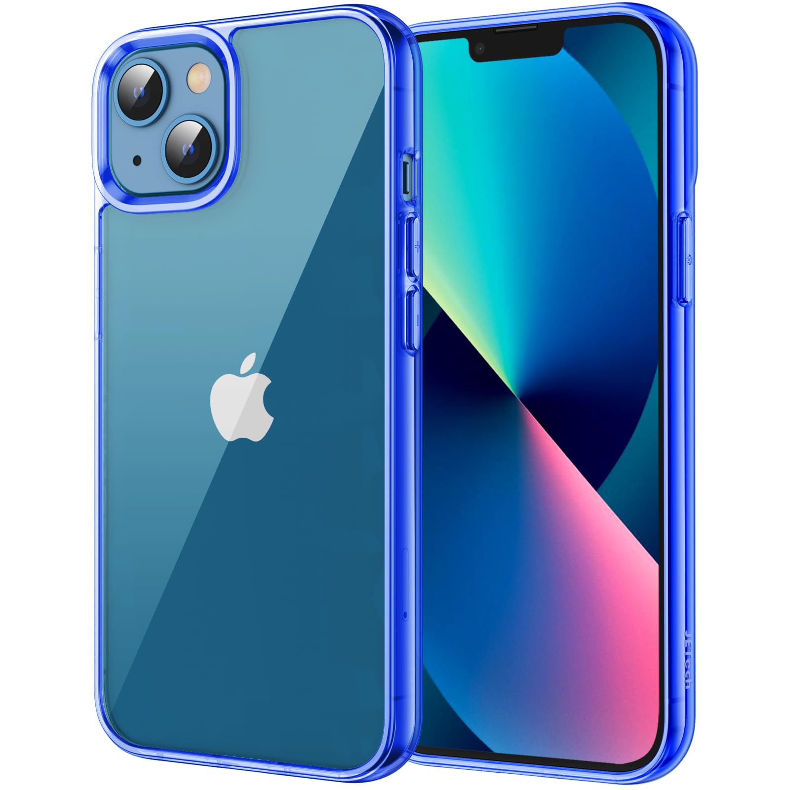 Jetech Case For Iphone 13 Mini 5.4 Inch, Non Yellowing Shockproof Phone Bumper Cover, Anti Scratch Clear Back (Blue)