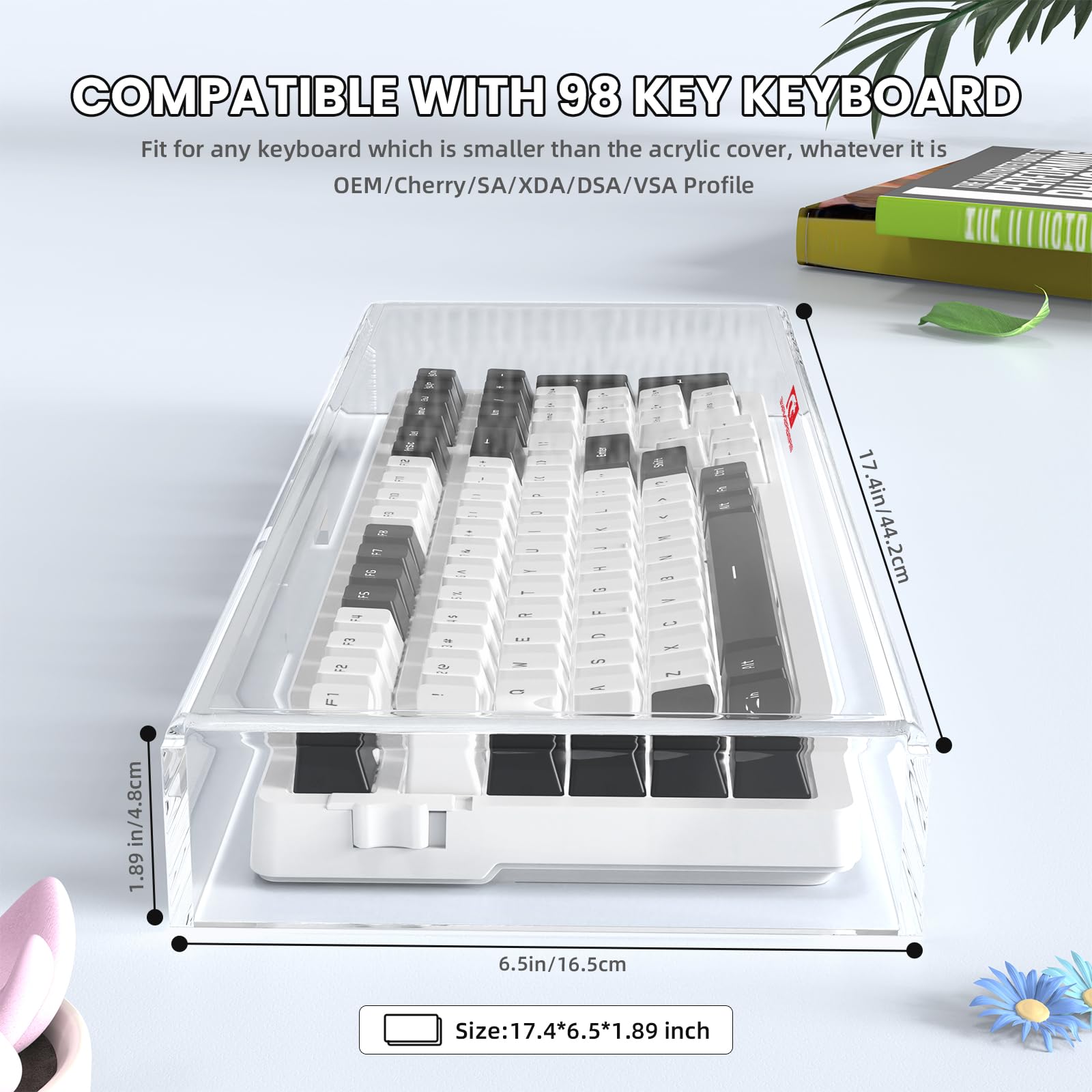 Ziyou Lang Kc04 Acrylic Clear Transparent Keyboard Cover(17.4 * 6.5 * 1.89) With Dustproof Waterproof Anti Hit Anti Cat Protecti