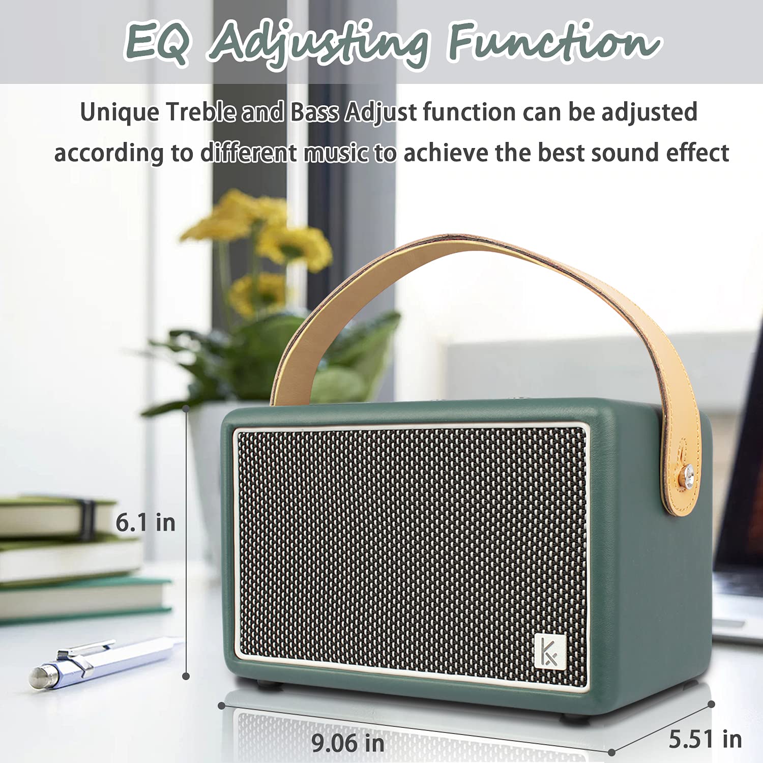 Konex Vintage Bluetooth Speaker, 40W Heavy Bass, 20H Playtime, Portable Wireless Outdoor Speaker, Green