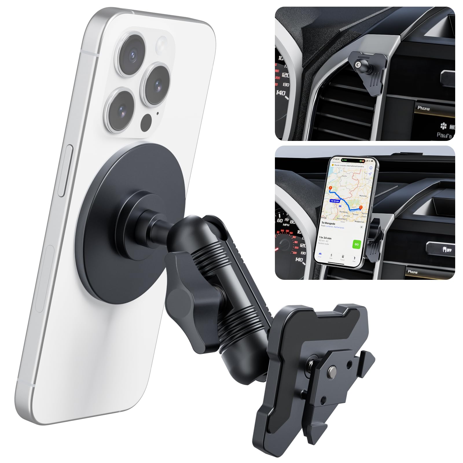 Surfcabin Cnc Vent Phone Holder, Magnetic Air Vent Phone Holder Cradles Mount Compatible With F150 2015-2020 & Super Duty F250 F
